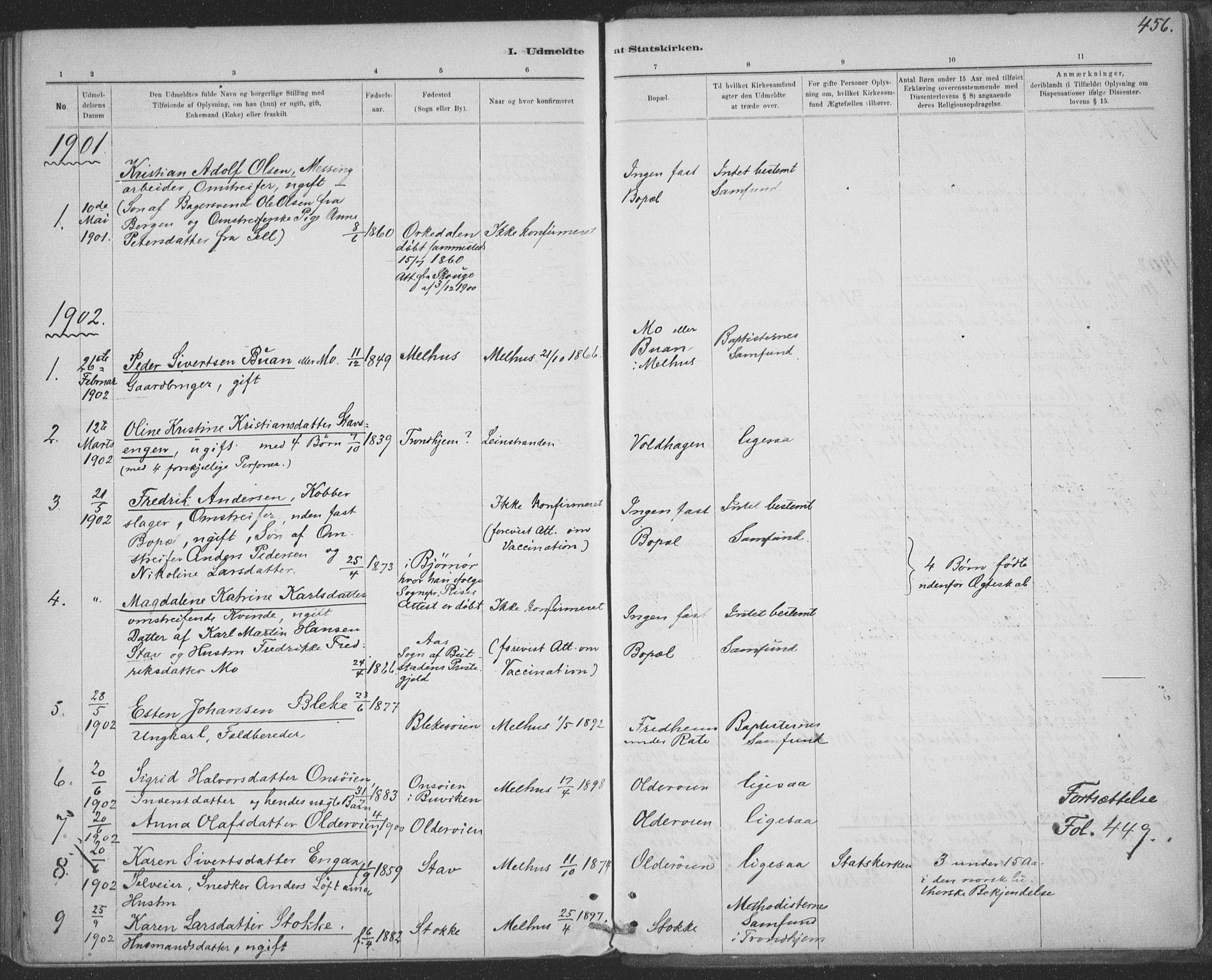 Ministerialprotokoller, klokkerbøker og fødselsregistre - Sør-Trøndelag, AV/SAT-A-1456/691/L1085: Parish register (official) no. 691A17, 1887-1908, p. 456