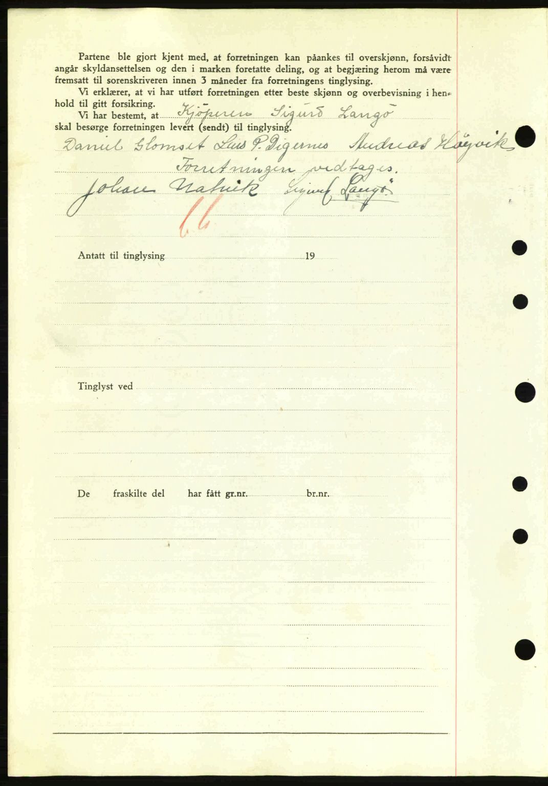 Nordre Sunnmøre sorenskriveri, AV/SAT-A-0006/1/2/2C/2Ca: Mortgage book no. A13, 1942-1942, Diary no: : 844/1942