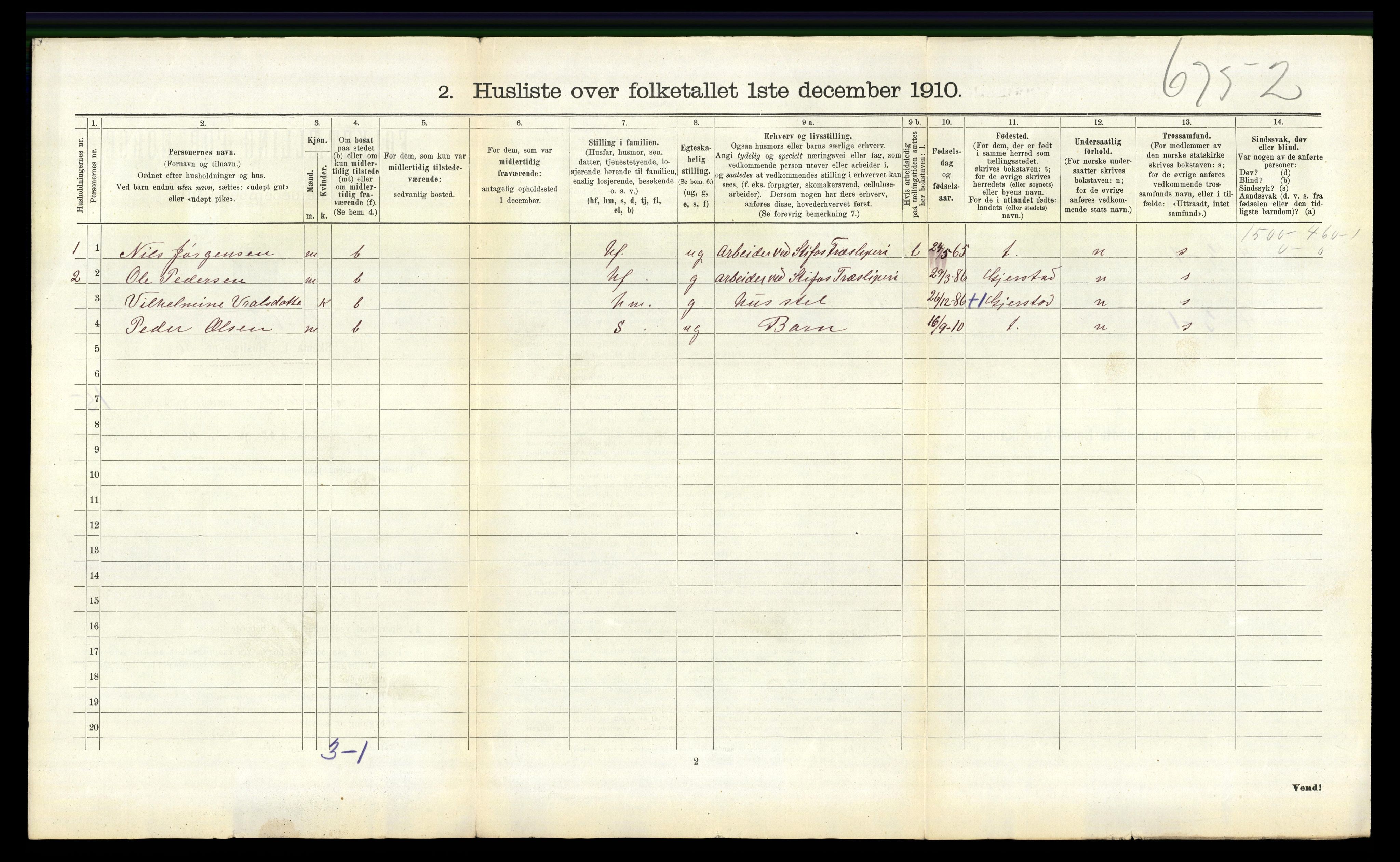 RA, 1910 census for Søndeled, 1910, p. 1161