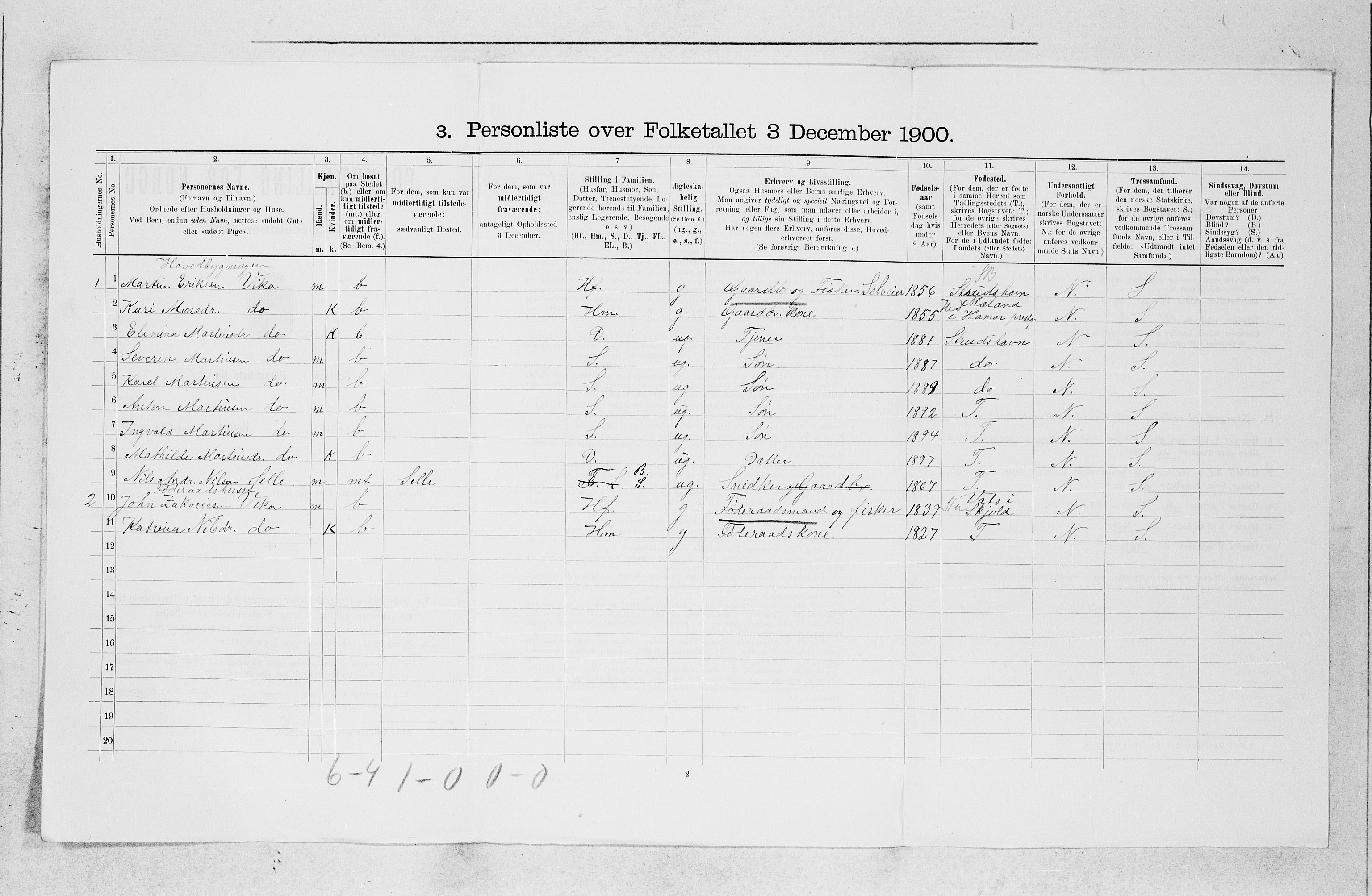 SAB, 1900 census for Finnås, 1900, p. 592