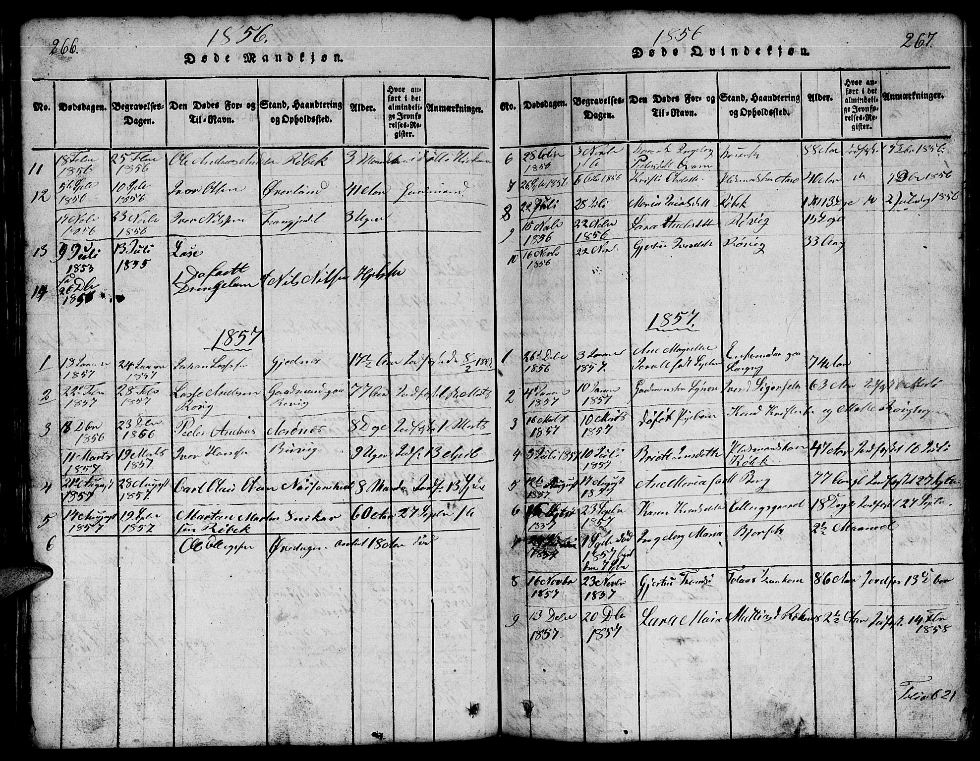 Ministerialprotokoller, klokkerbøker og fødselsregistre - Møre og Romsdal, SAT/A-1454/555/L0665: Parish register (copy) no. 555C01, 1818-1868, p. 266-267