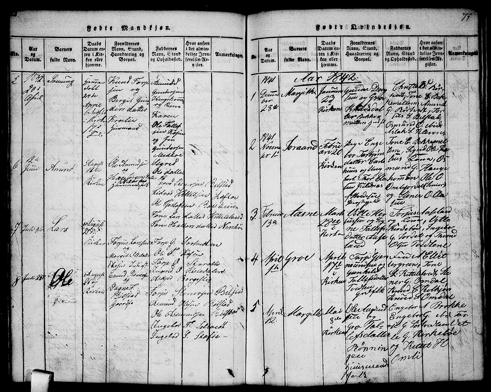 Mo kirkebøker, SAKO/A-286/G/Gb/L0001: Parish register (copy) no. II 1, 1814-1843, p. 75