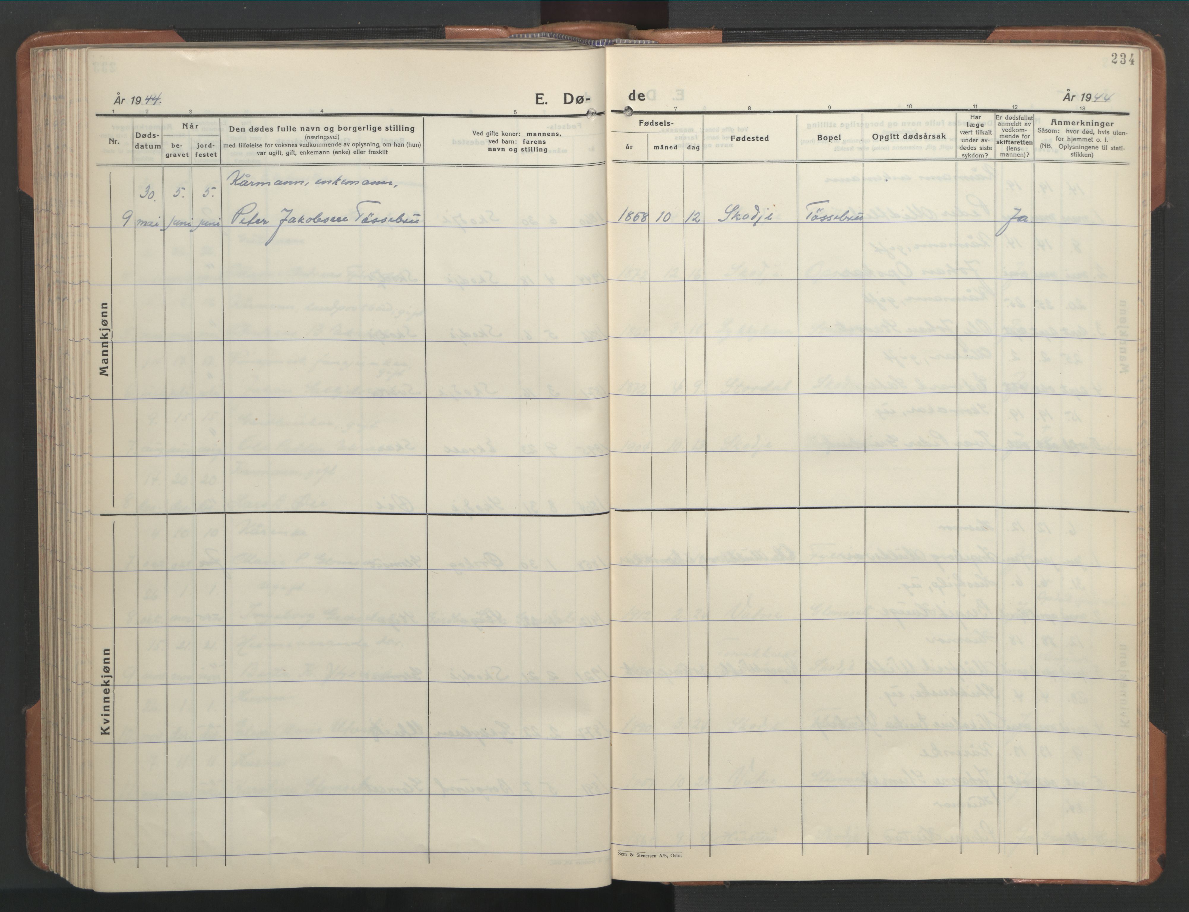 Ministerialprotokoller, klokkerbøker og fødselsregistre - Møre og Romsdal, AV/SAT-A-1454/524/L0367: Parish register (copy) no. 524C08, 1932-1951, p. 234