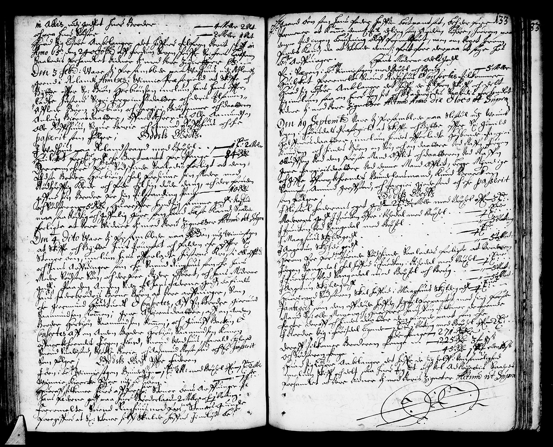 Bamble sorenskriveri, AV/SAKO-A-214/H/Hb/Hba/Hbaa/L0001: Skifteprotokoll, 1665-1686, p. 132b-133a