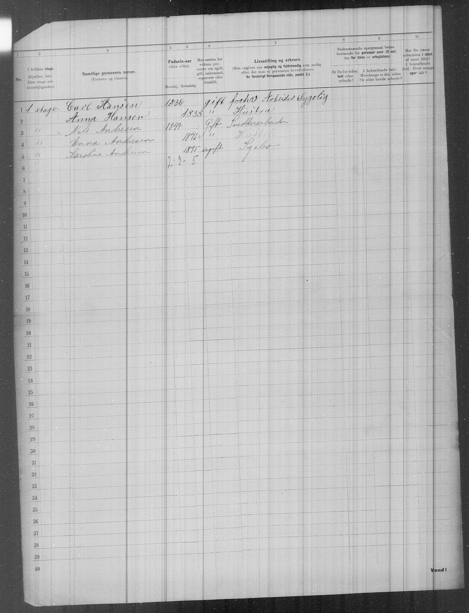 OBA, Municipal Census 1902 for Kristiania, 1902, p. 1309