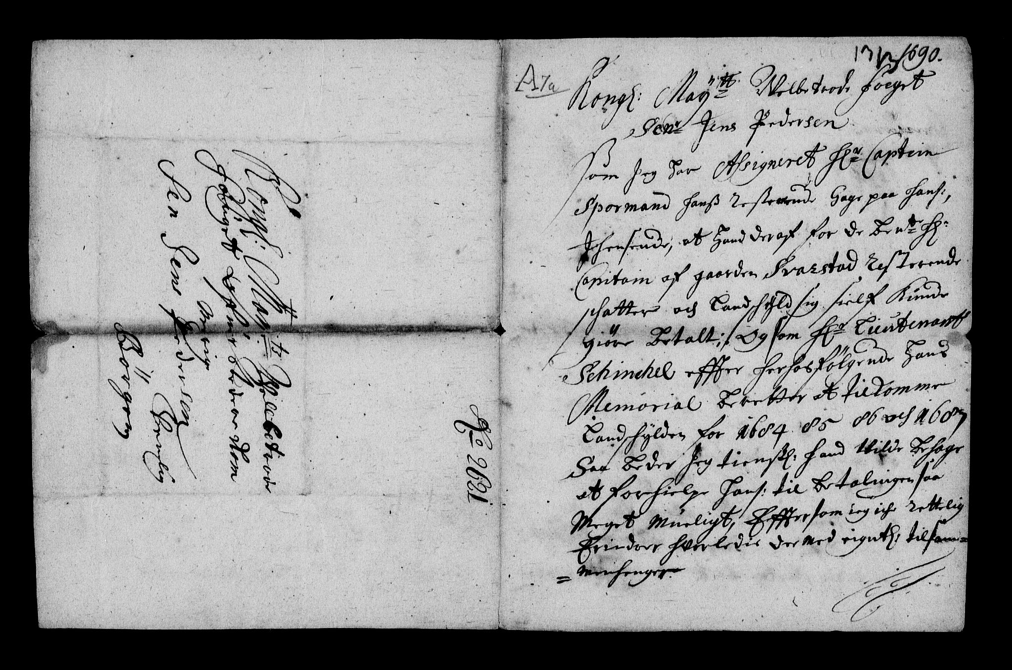Stattholderembetet 1572-1771, RA/EA-2870/Af/L0003: Avskrifter av vedlegg til originale supplikker, nummerert i samsvar med supplikkbøkene, 1689-1691, p. 165