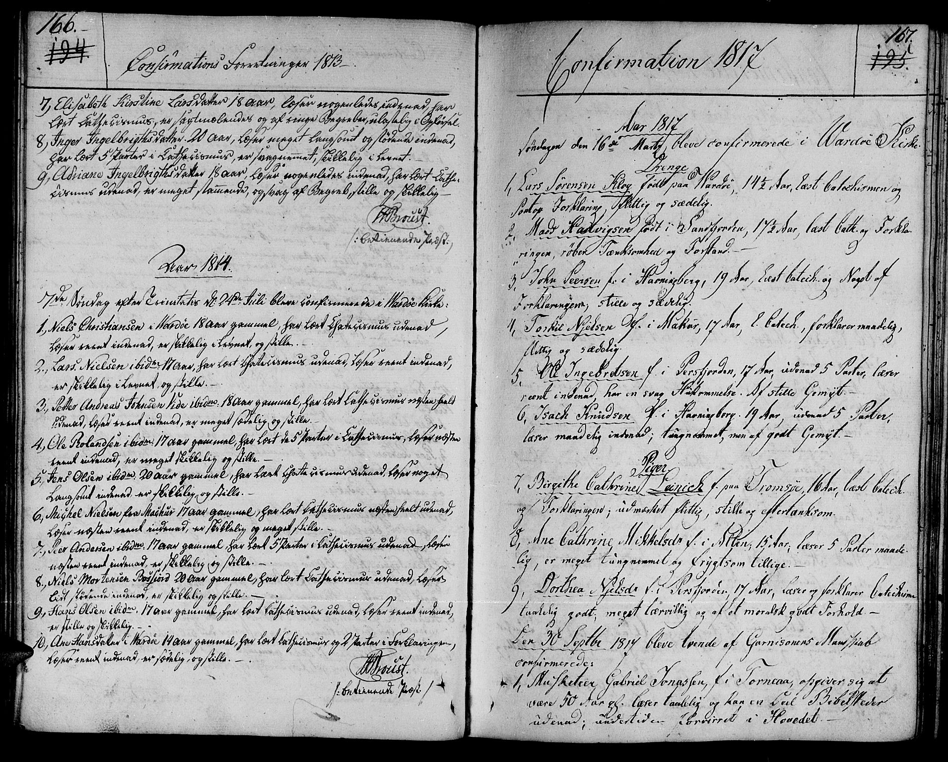 Vardø sokneprestkontor, SATØ/S-1332/H/Ha/L0002kirke: Parish register (official) no. 2, 1805-1842, p. 166-167