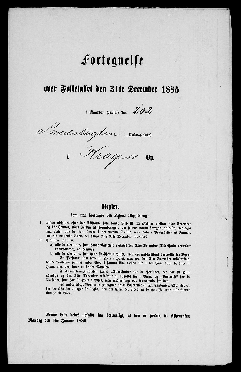 SAKO, 1885 census for 0801 Kragerø, 1885, p. 262