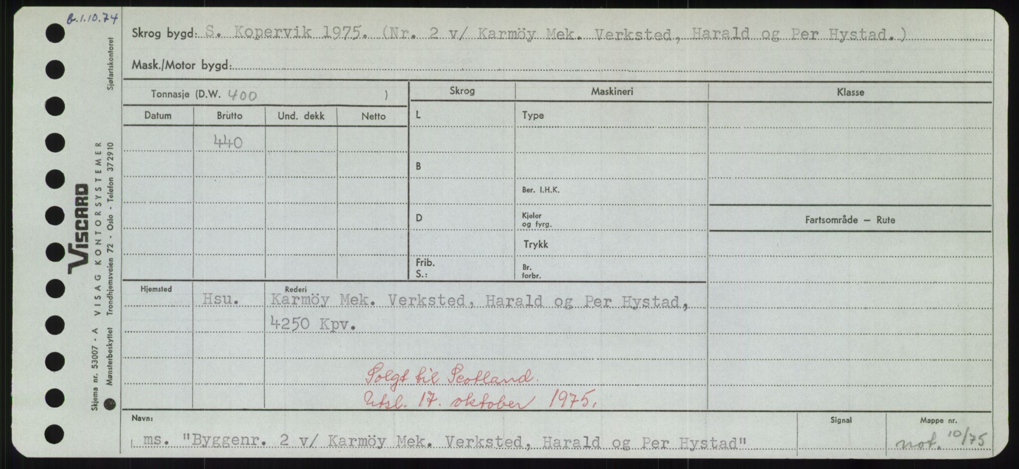 Sjøfartsdirektoratet med forløpere, Skipsmålingen, AV/RA-S-1627/H/Hd/L0006: Fartøy, Byg-Båt, p. 405