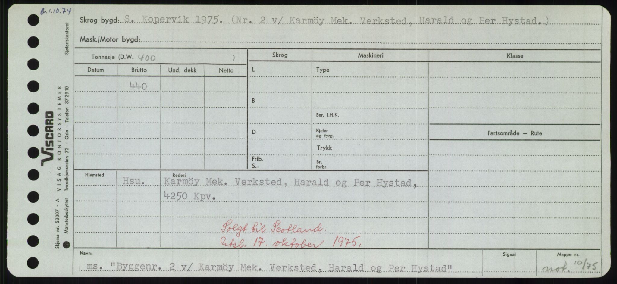 Sjøfartsdirektoratet med forløpere, Skipsmålingen, RA/S-1627/H/Hd/L0006: Fartøy, Byg-Båt, p. 405