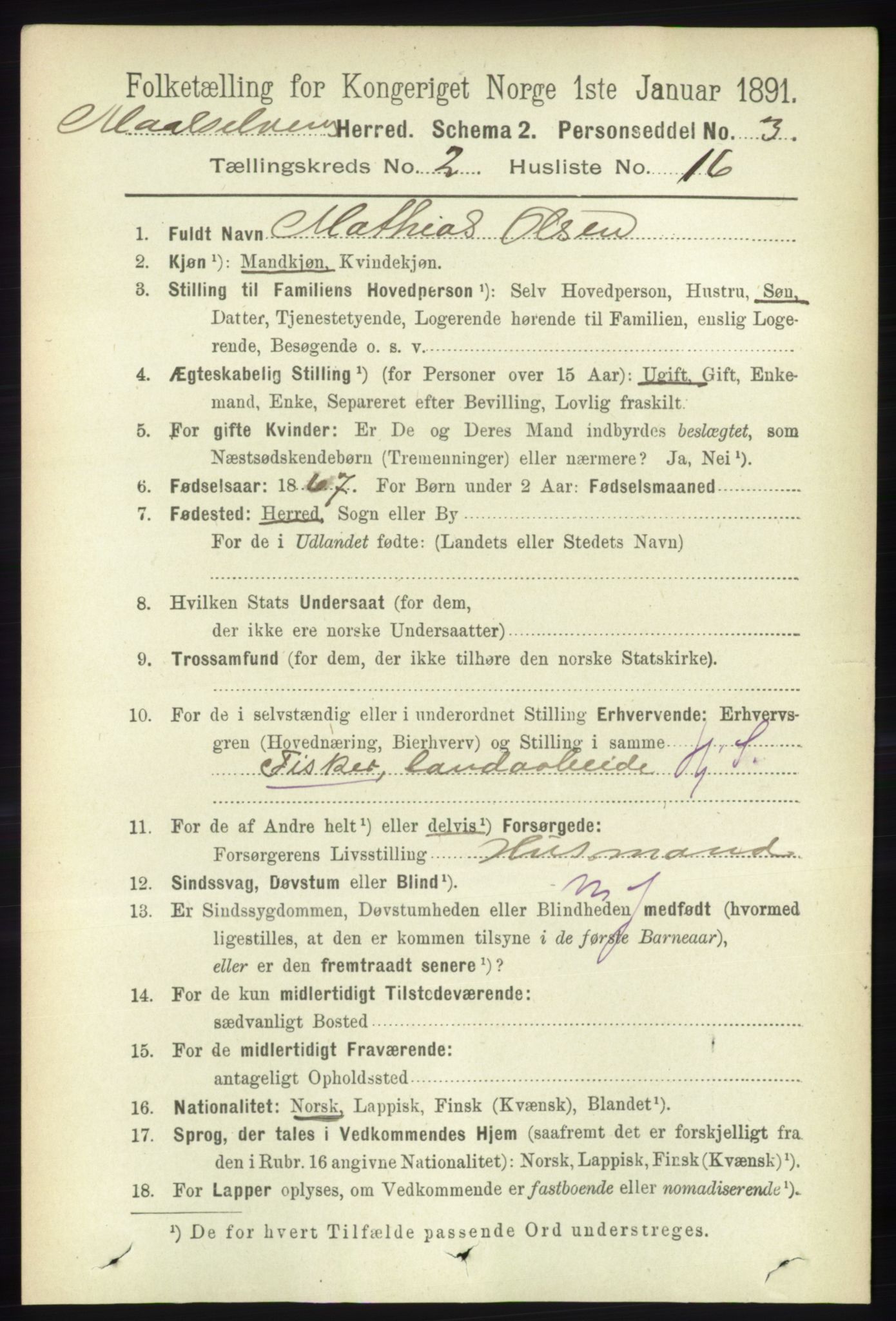 RA, 1891 census for 1924 Målselv, 1891, p. 390