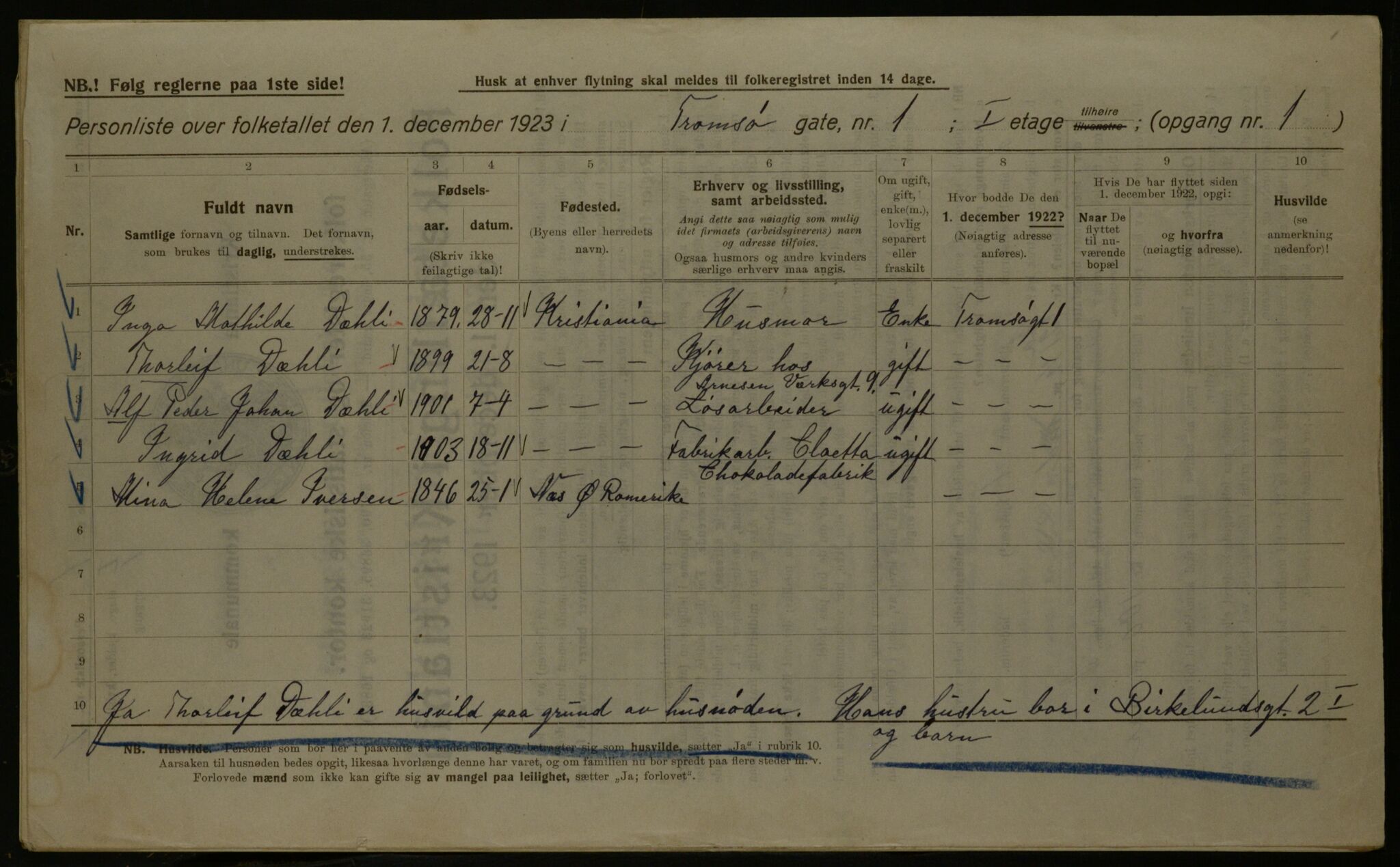 OBA, Municipal Census 1923 for Kristiania, 1923, p. 127363