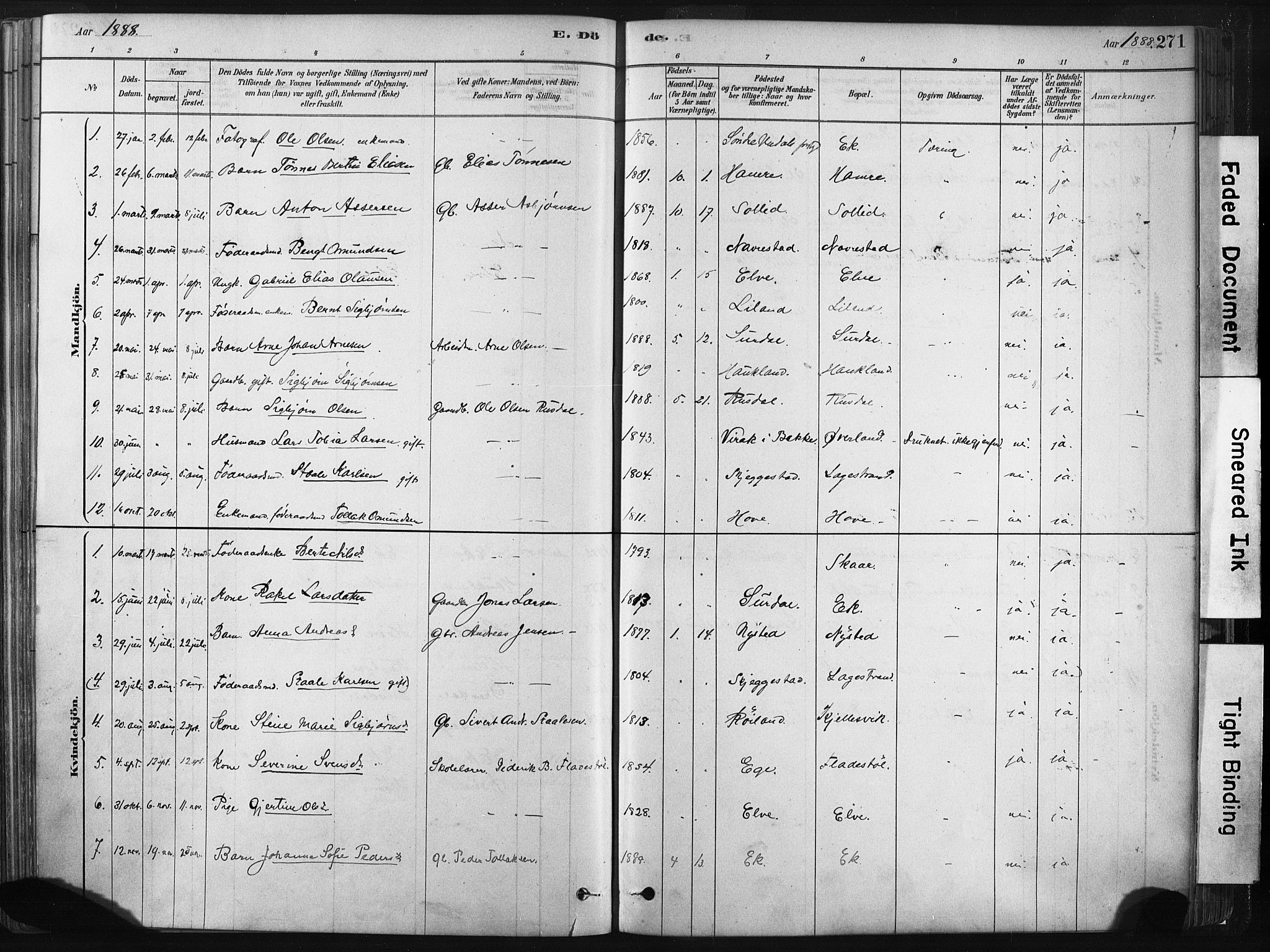Lund sokneprestkontor, SAST/A-101809/S06/L0011: Parish register (official) no. A 10, 1877-1904, p. 271