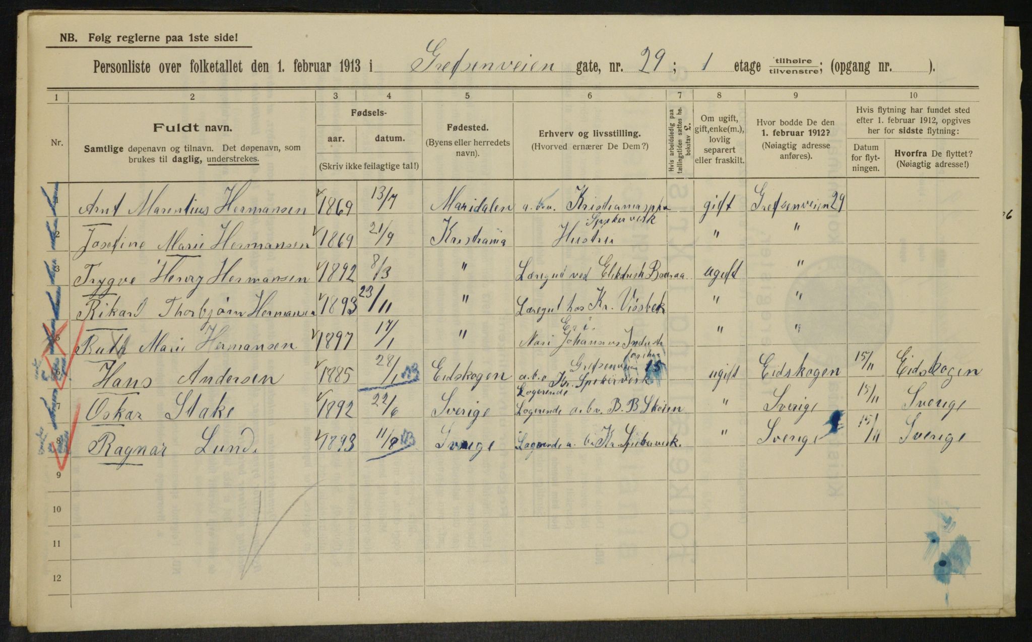 OBA, Municipal Census 1913 for Kristiania, 1913, p. 29768