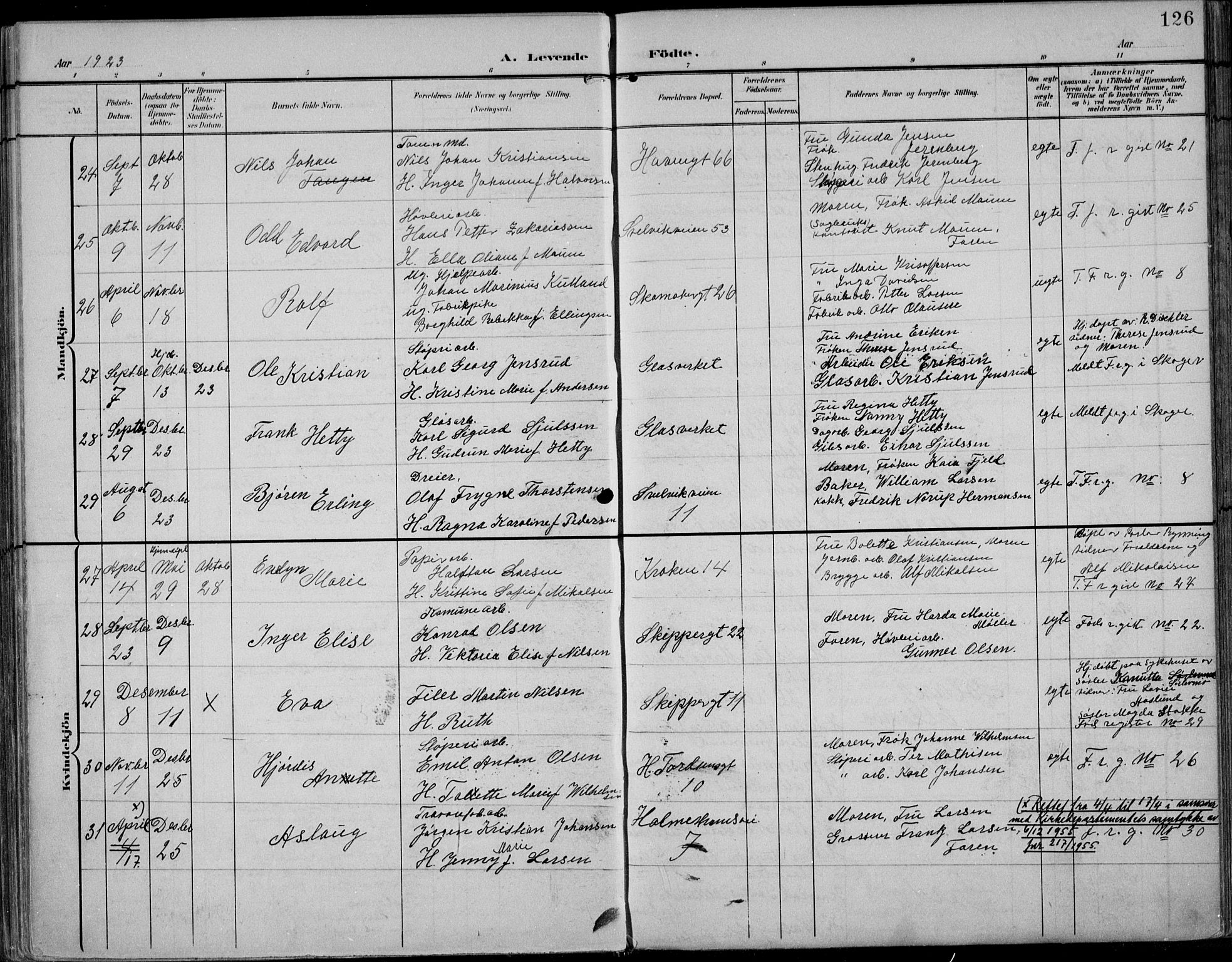 Strømsø kirkebøker, SAKO/A-246/F/Fb/L0008: Parish register (official) no. II 8, 1902-1933, p. 126