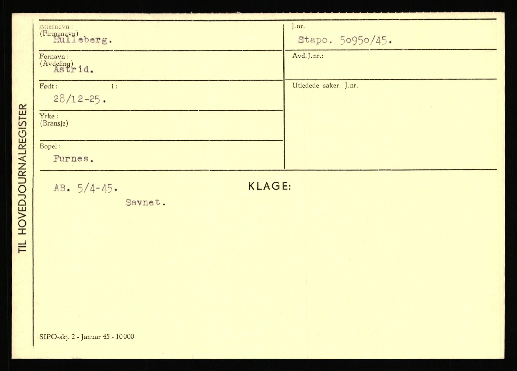 Statspolitiet - Hovedkontoret / Osloavdelingen, AV/RA-S-1329/C/Ca/L0007: Hol - Joelsen, 1943-1945, p. 1225