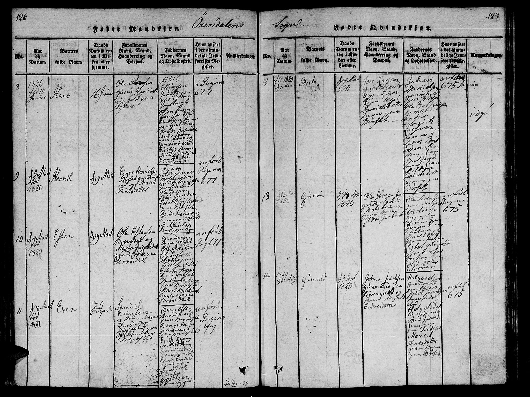 Ministerialprotokoller, klokkerbøker og fødselsregistre - Møre og Romsdal, AV/SAT-A-1454/590/L1011: Parish register (official) no. 590A03 /3, 1819-1832, p. 126-127