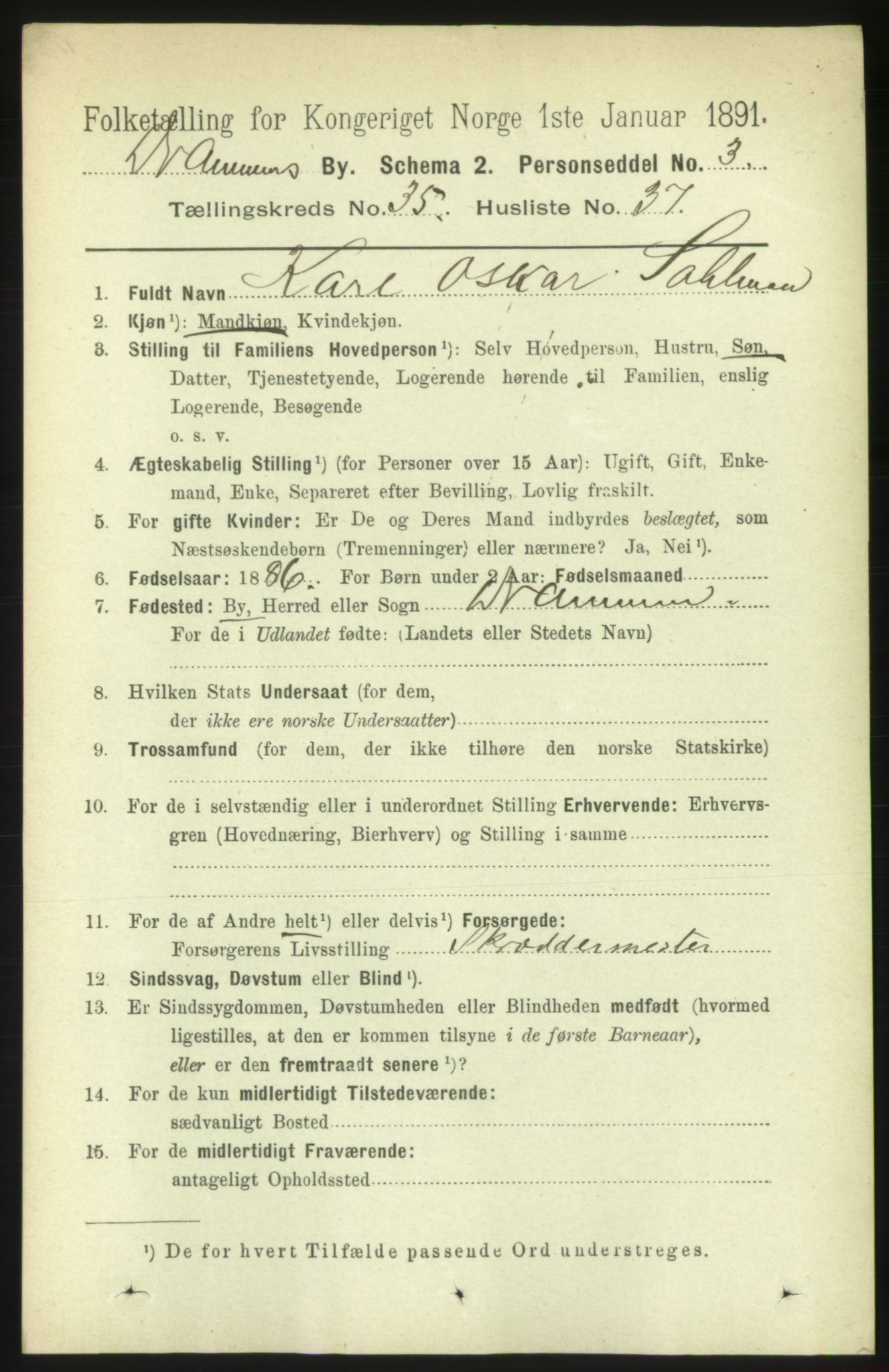 RA, 1891 census for 0602 Drammen, 1891, p. 21560