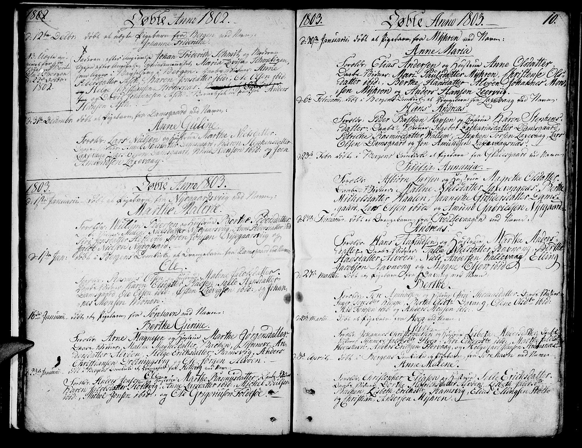 Askøy Sokneprestembete, SAB/A-74101/H/Ha/Haa/Haaa/L0002: Parish register (official) no. A 2, 1801-1818, p. 10