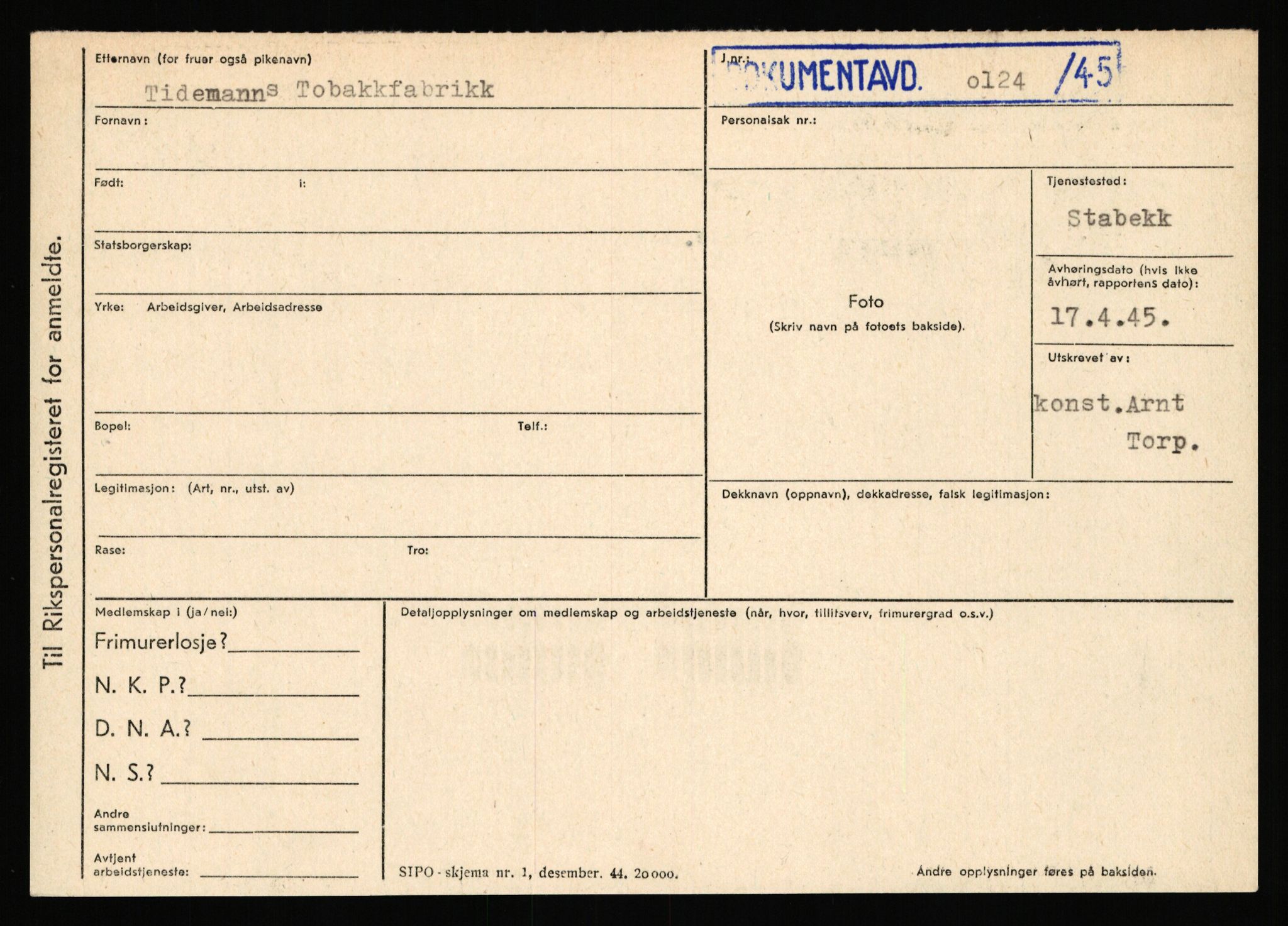 Statspolitiet - Hovedkontoret / Osloavdelingen, AV/RA-S-1329/C/Ca/L0015: Svea - Tøsse, 1943-1945, p. 3123