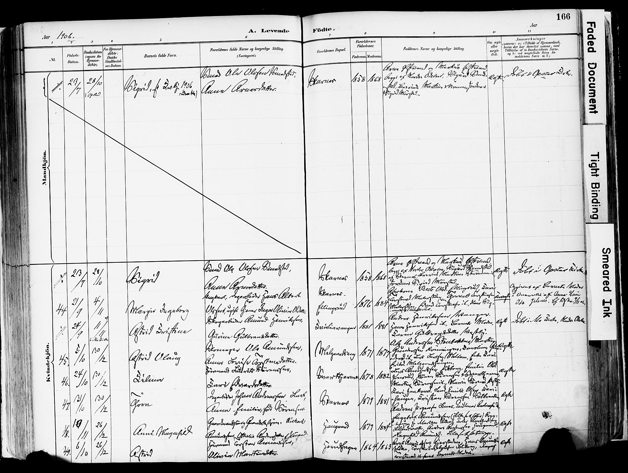 Sør-Odal prestekontor, SAH/PREST-030/H/Ha/Haa/L0006: Parish register (official) no. 6, 1886-1931, p. 166