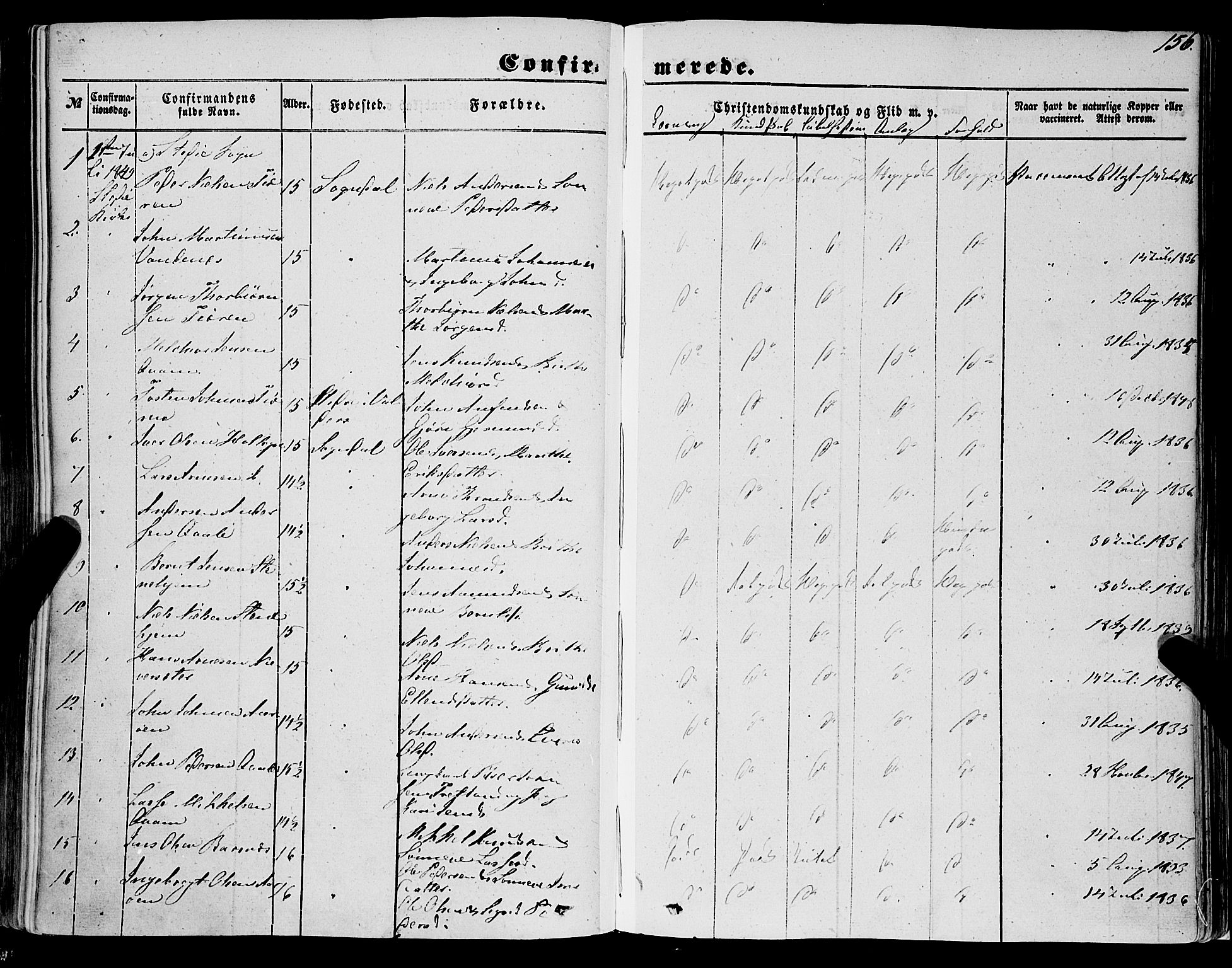 Sogndal sokneprestembete, SAB/A-81301/H/Haa/Haaa/L0012I: Parish register (official) no. A 12I, 1847-1859, p. 156