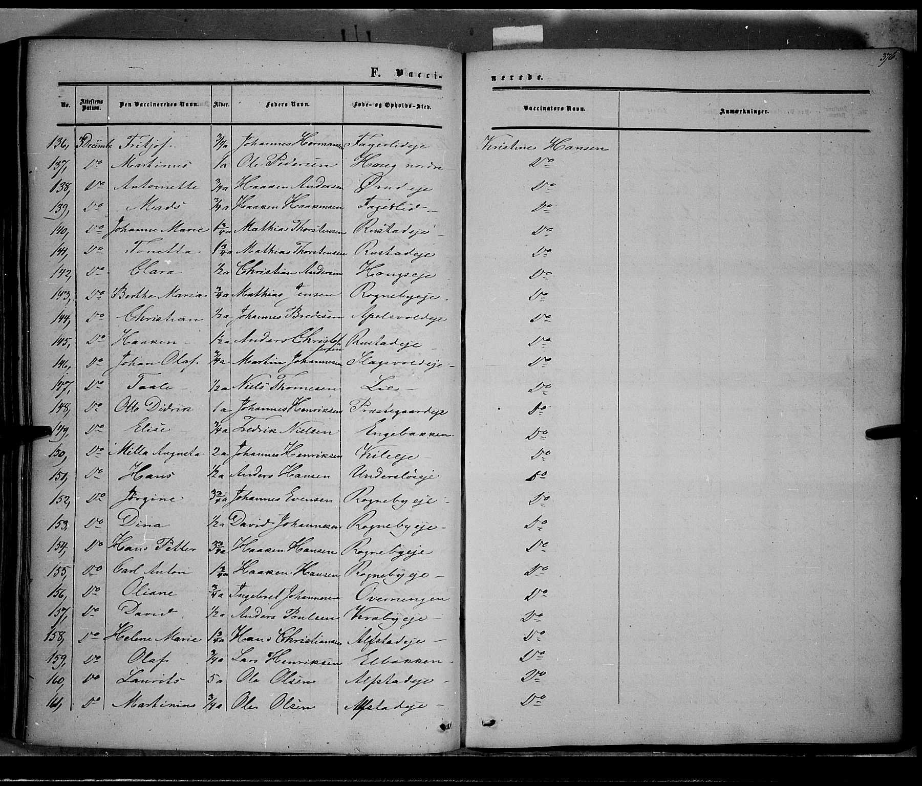 Østre Toten prestekontor, AV/SAH-PREST-104/H/Ha/Haa/L0004: Parish register (official) no. 4, 1857-1865, p. 376