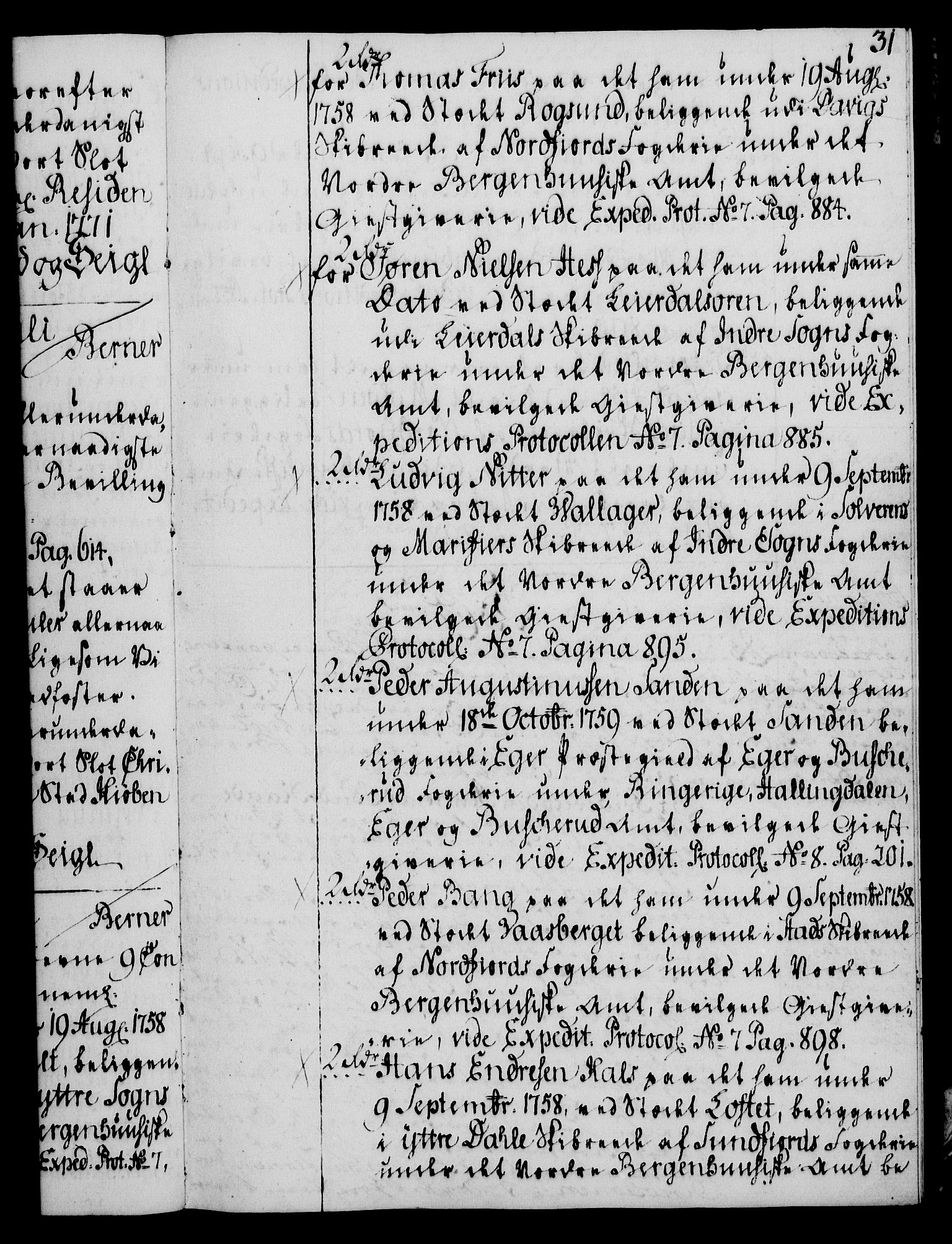 Rentekammeret, Kammerkanselliet, RA/EA-3111/G/Gg/Ggc/Ggca/L0002: Norsk konfirmasjonsekspedisjonsprotokoll med register (merket RK 53.24), 1766-1772, p. 31
