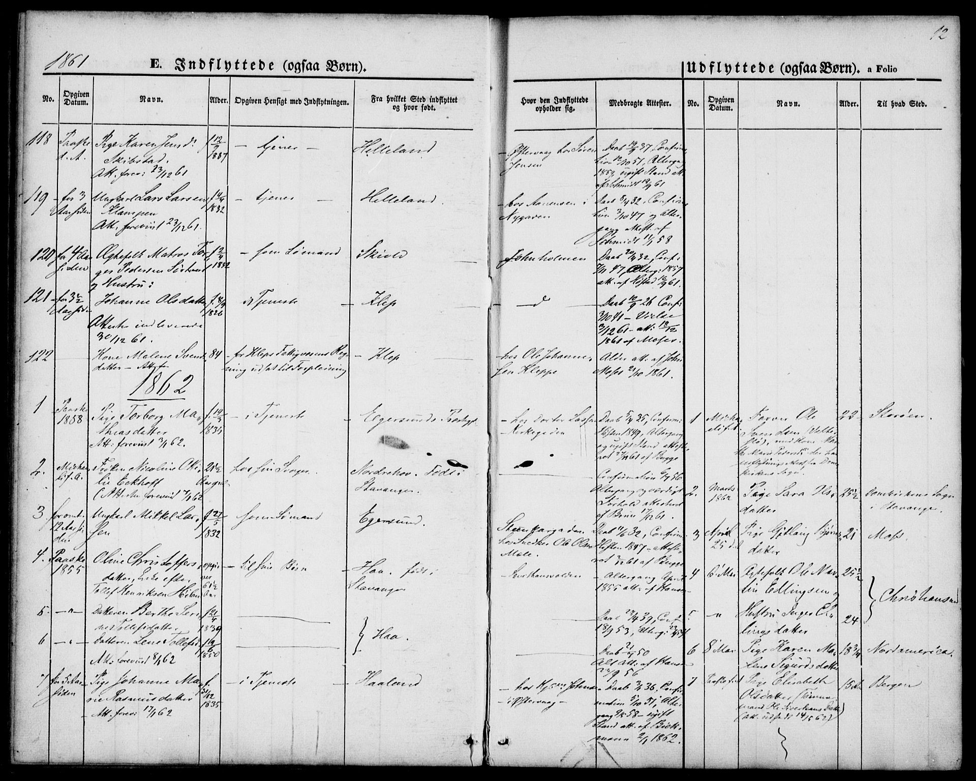 St. Petri sokneprestkontor, AV/SAST-A-101813/001/30/30BA/L0005: Parish register (official) no. A 5, 1861-1865, p. 12