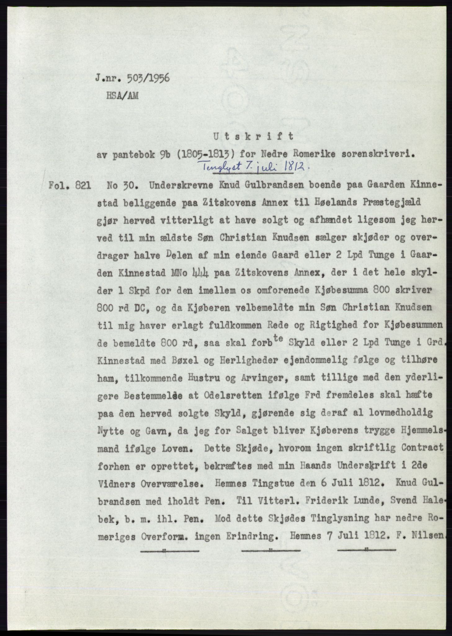 Statsarkivet i Oslo, AV/SAO-A-10621/Z/Zd/L0004: Avskrifter, j.nr 1-797/1956, 1956, p. 327