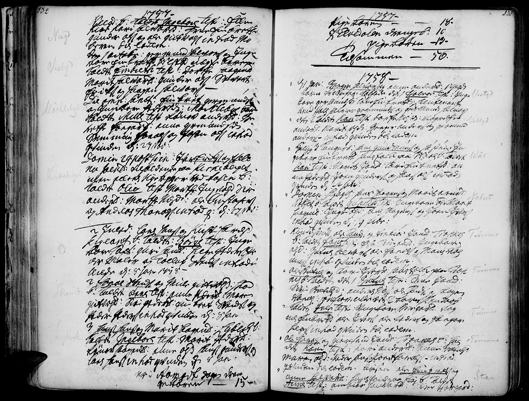 Åmot prestekontor, Hedmark, AV/SAH-PREST-056/H/Ha/Haa/L0002: Parish register (official) no. 2, 1734-1779, p. 134-135