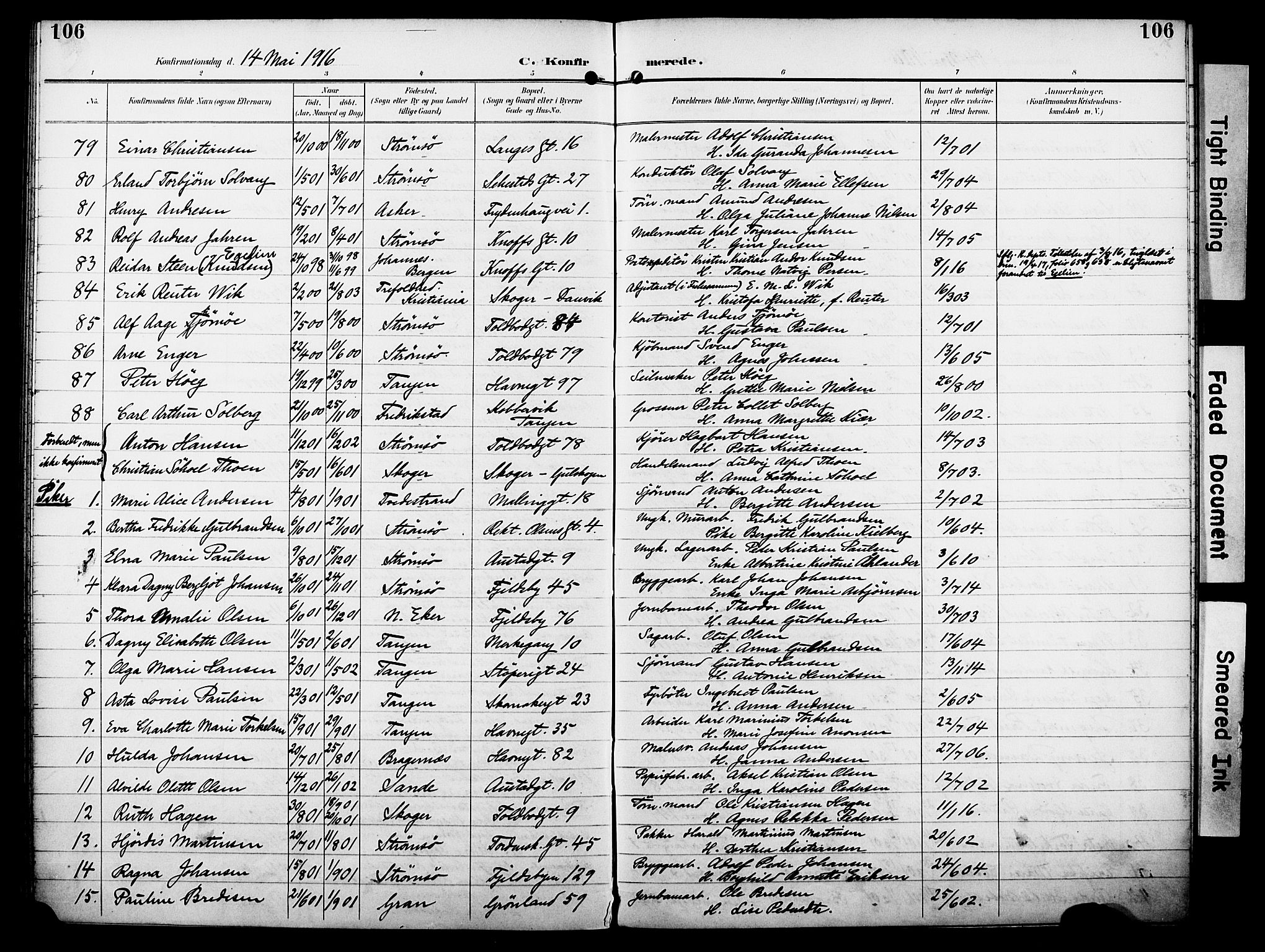 Strømsø kirkebøker, AV/SAKO-A-246/F/Fa/L0025: Parish register (official) no. I 25, 1893-1922, p. 106