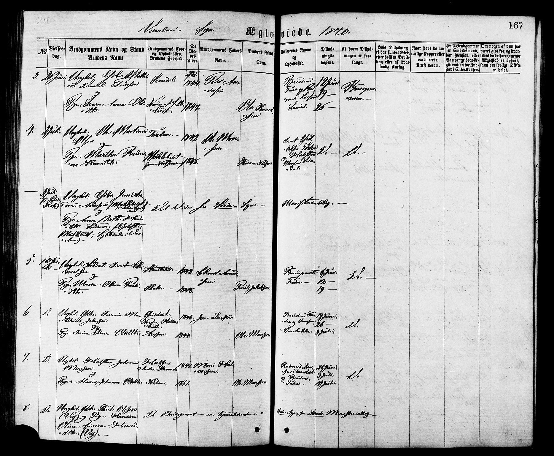 Ministerialprotokoller, klokkerbøker og fødselsregistre - Møre og Romsdal, AV/SAT-A-1454/501/L0007: Parish register (official) no. 501A07, 1868-1884, p. 167