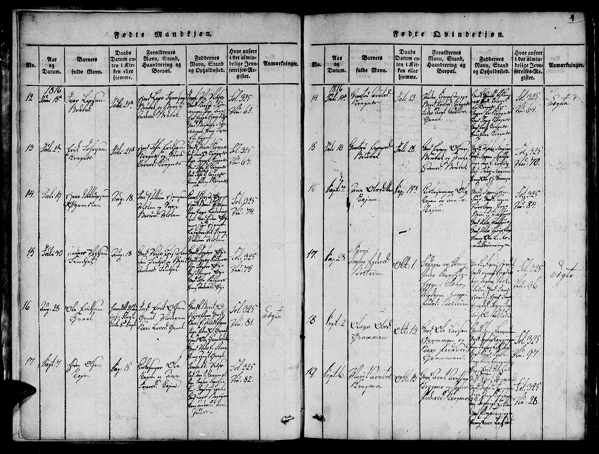 Ministerialprotokoller, klokkerbøker og fødselsregistre - Sør-Trøndelag, AV/SAT-A-1456/691/L1065: Parish register (official) no. 691A03 /1, 1816-1826, p. 4