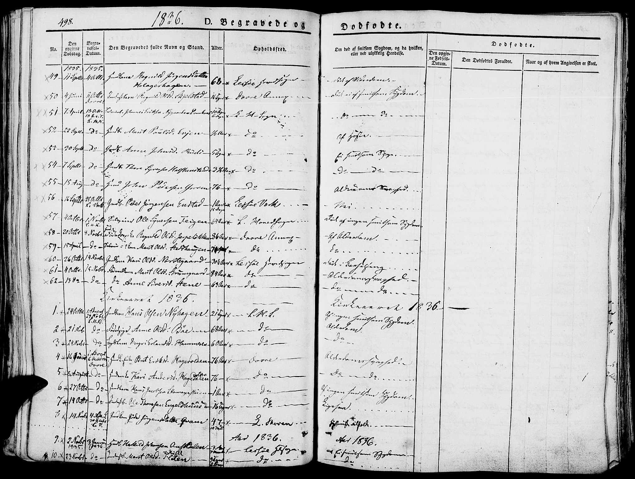 Lesja prestekontor, SAH/PREST-068/H/Ha/Haa/L0005: Parish register (official) no. 5, 1830-1842, p. 498