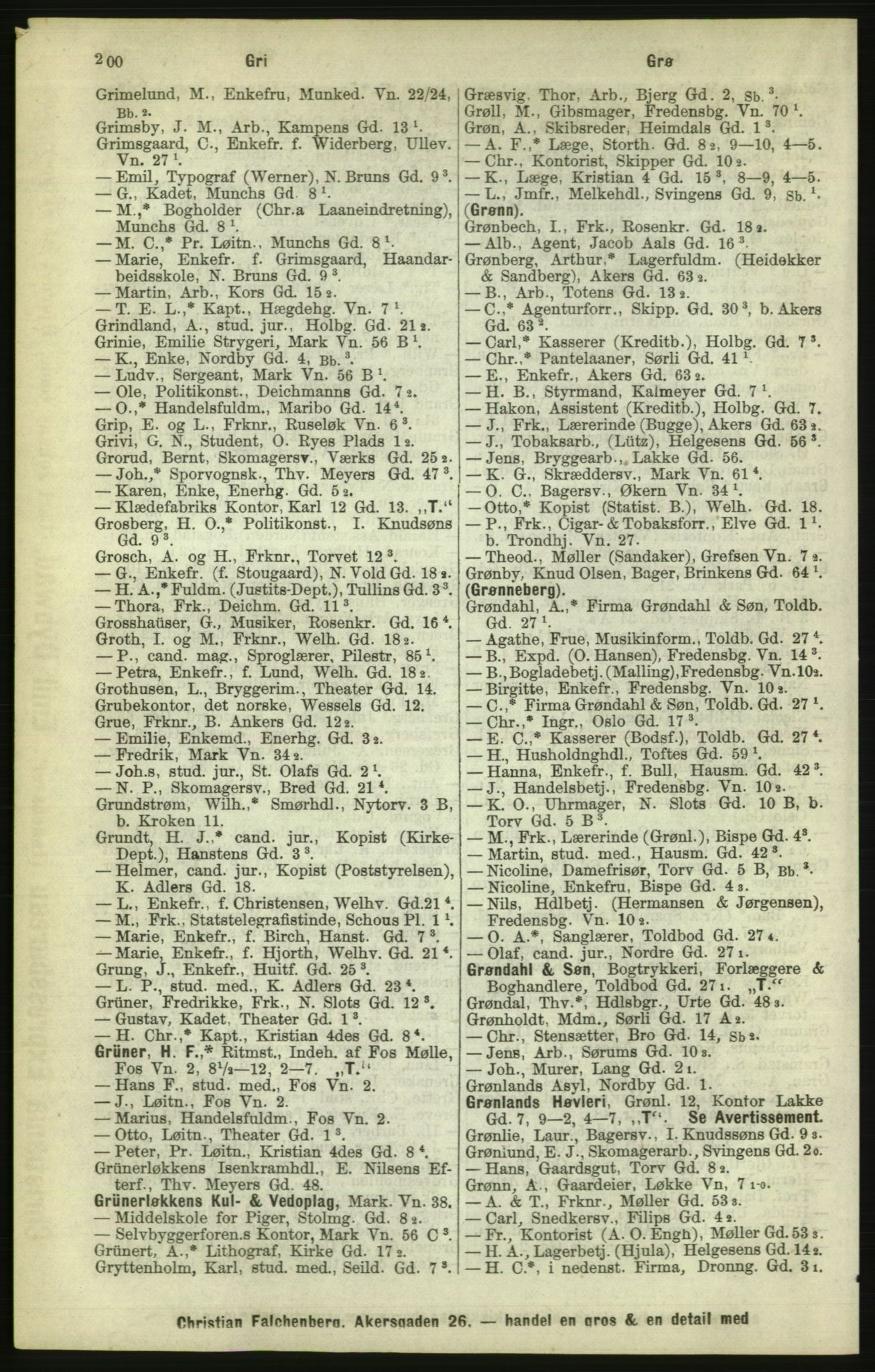 Kristiania/Oslo adressebok, PUBL/-, 1886, p. 200