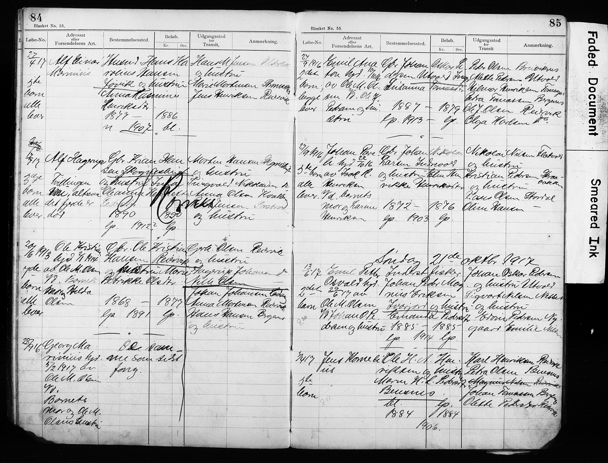 Lyngen sokneprestembete, AV/SATØ-S-1289/H/Ha/L0052/0002: Baptism register no. 52.2, 1915-1928, p. 84-85