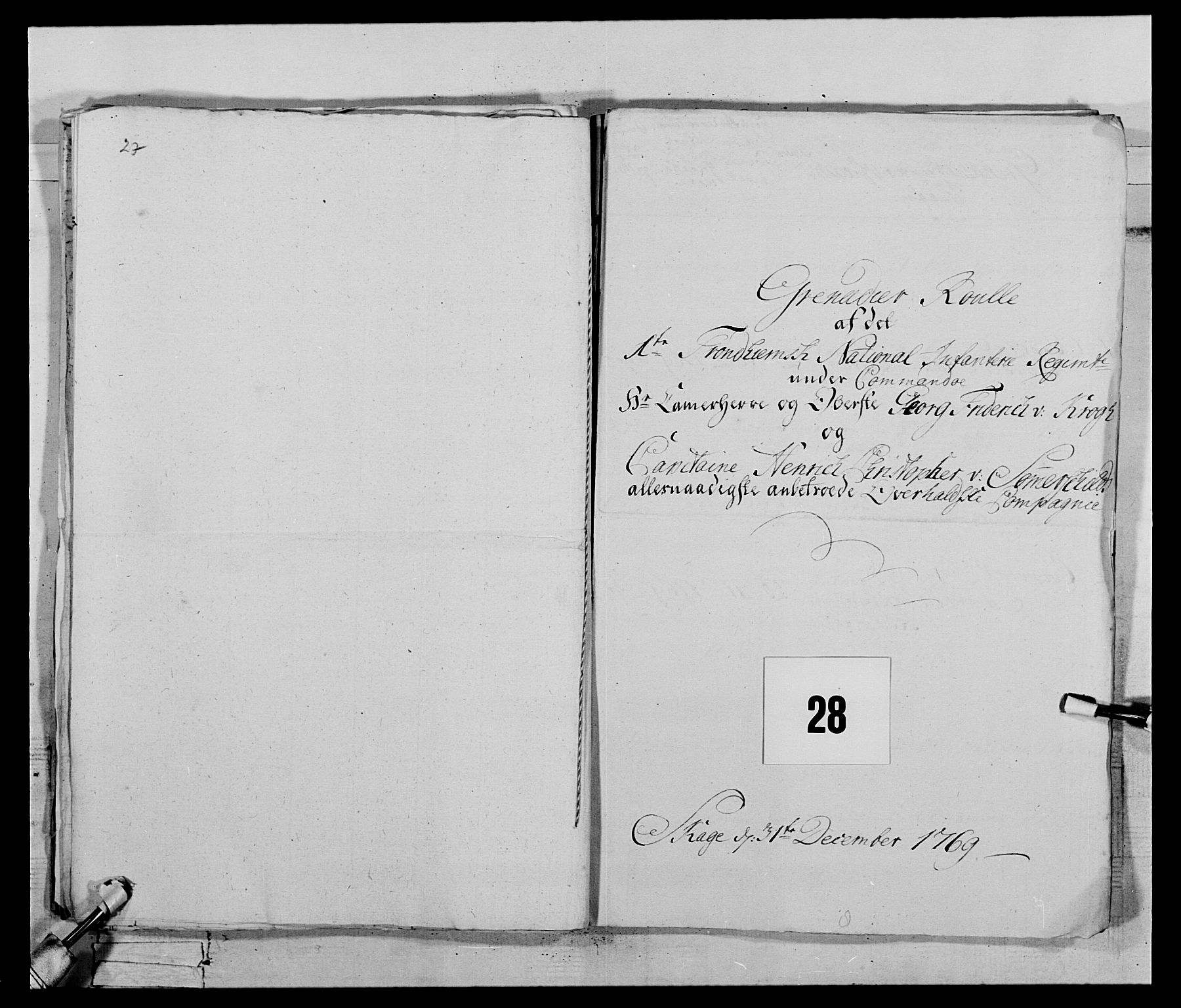 Generalitets- og kommissariatskollegiet, Det kongelige norske kommissariatskollegium, AV/RA-EA-5420/E/Eh/L0070: 1. Trondheimske nasjonale infanteriregiment, 1764-1769, p. 304
