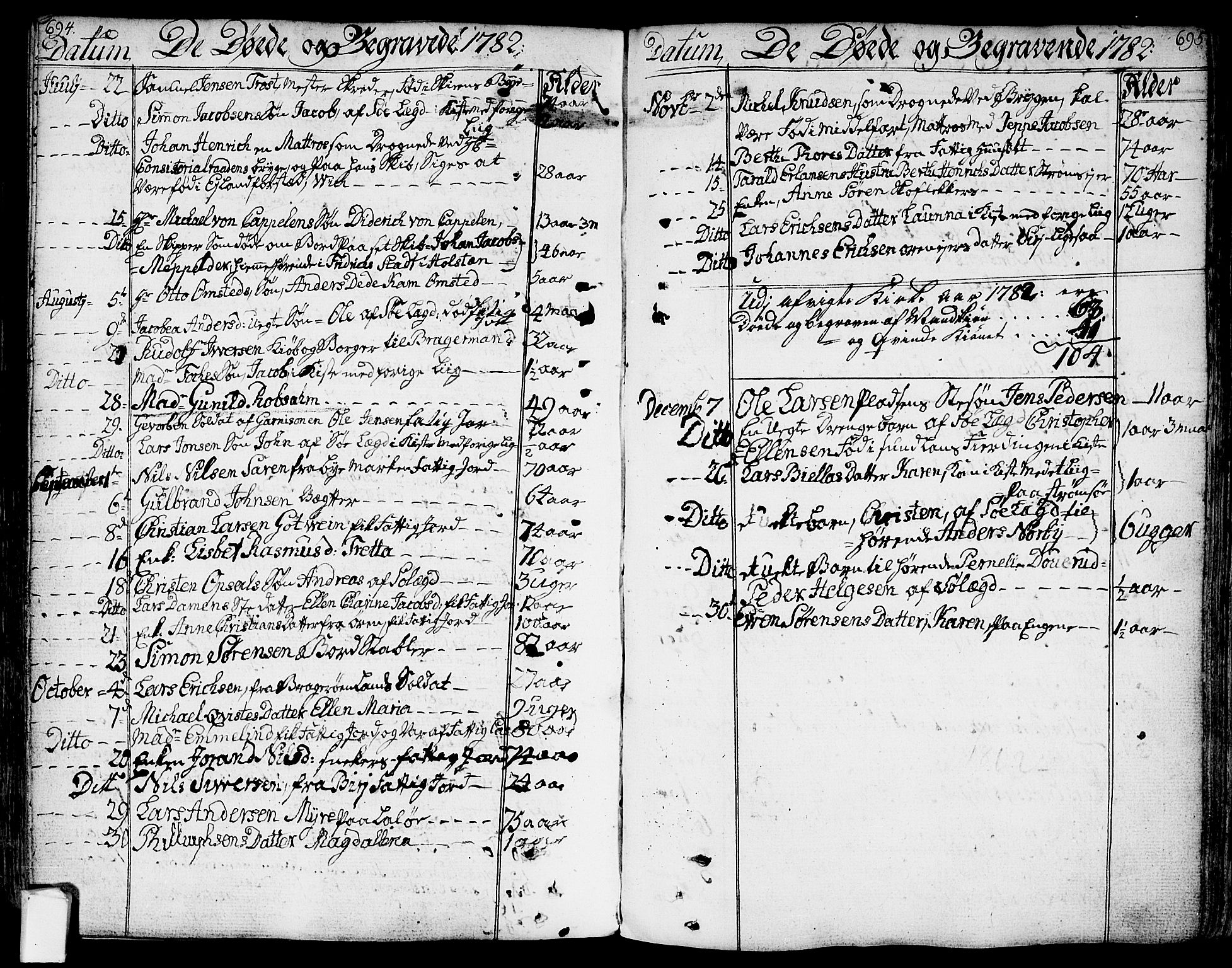 Bragernes kirkebøker, AV/SAKO-A-6/F/Fa/L0006a: Parish register (official) no. I 6, 1782-1814, p. 694-695