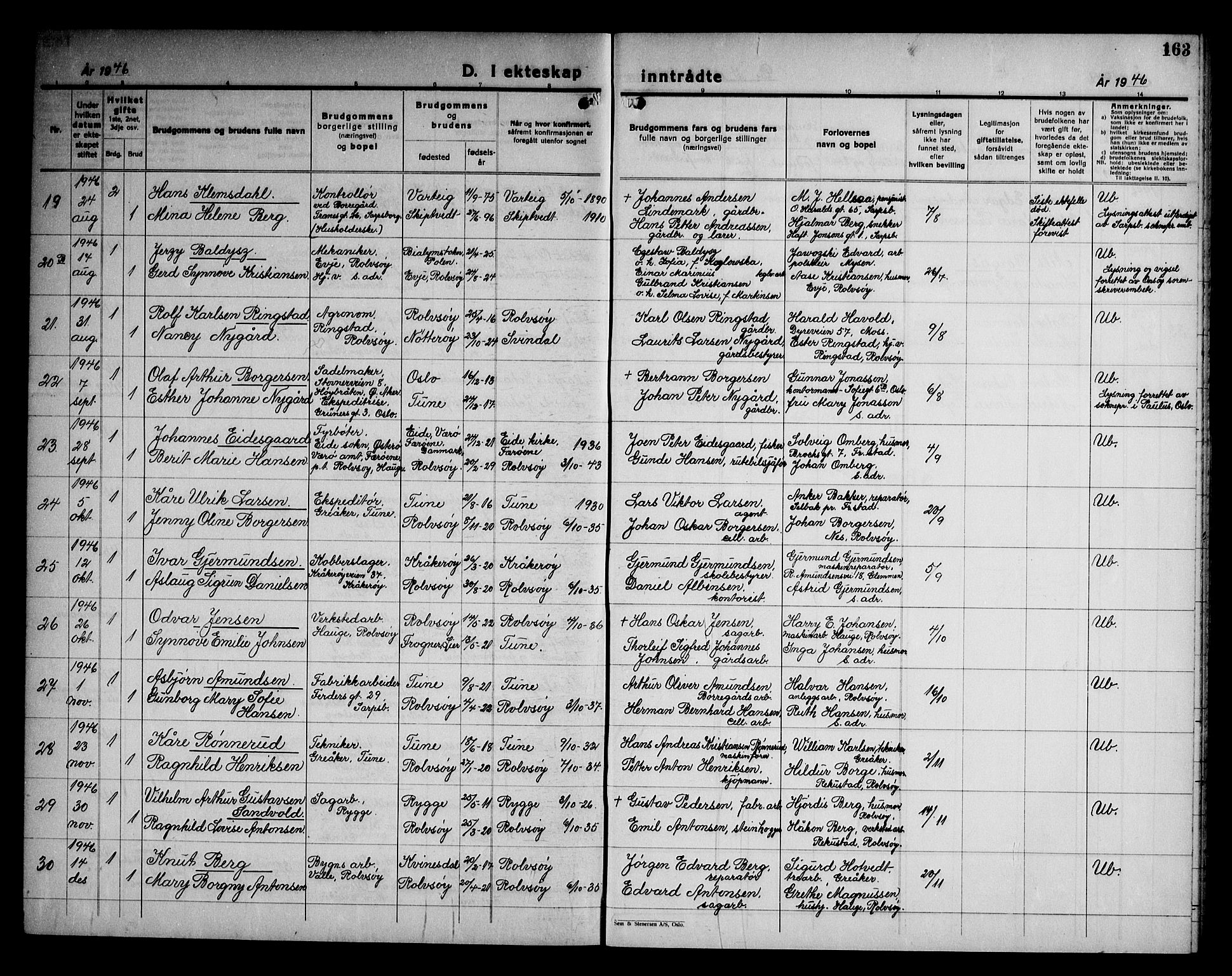 Rolvsøy prestekontor Kirkebøker, AV/SAO-A-2004/G/Ga/L0003: Parish register (copy) no. 3, 1935-1947, p. 163