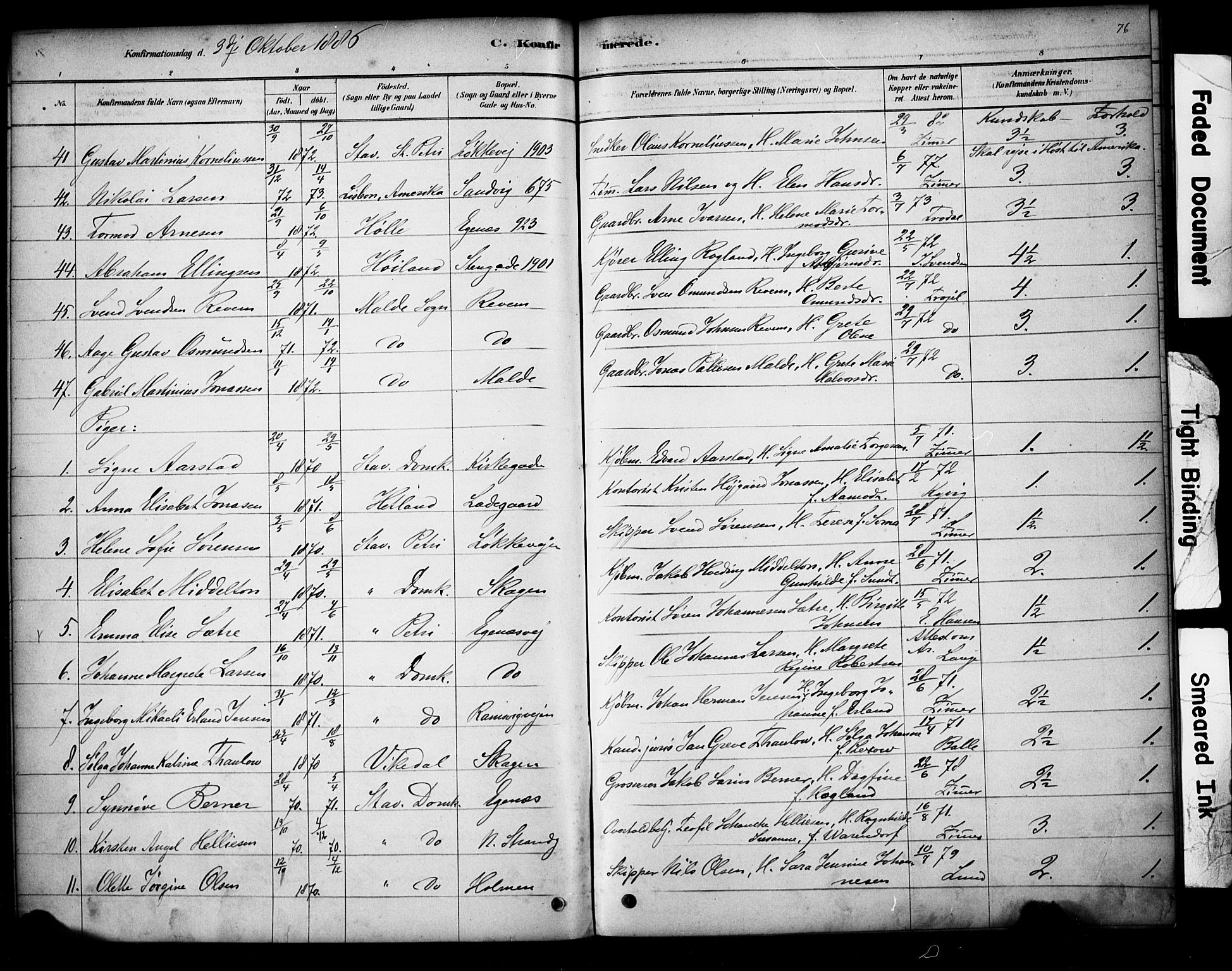 Domkirken sokneprestkontor, AV/SAST-A-101812/001/30/30BA/L0028: Parish register (official) no. A 27, 1878-1896, p. 76