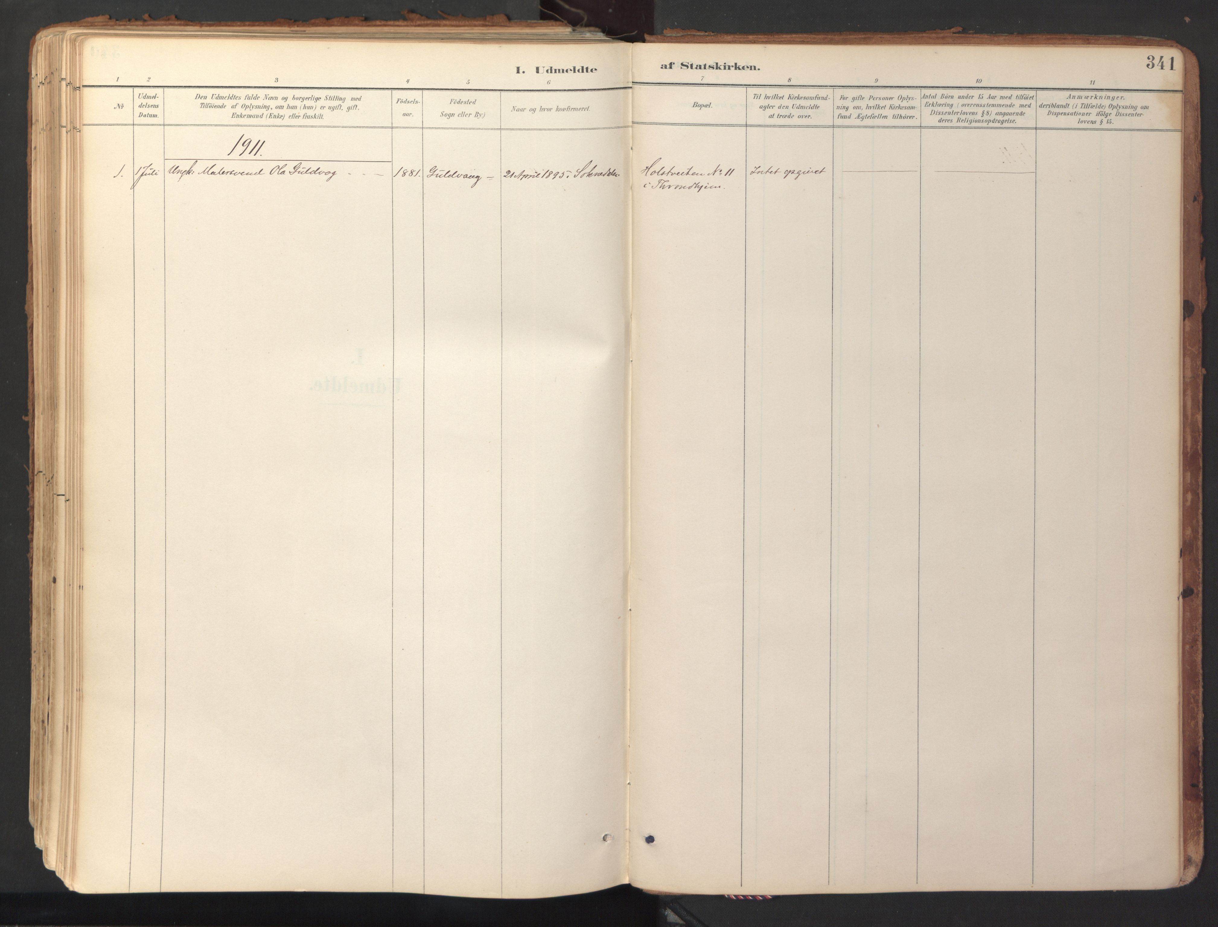 Ministerialprotokoller, klokkerbøker og fødselsregistre - Sør-Trøndelag, SAT/A-1456/689/L1041: Parish register (official) no. 689A06, 1891-1923, p. 341