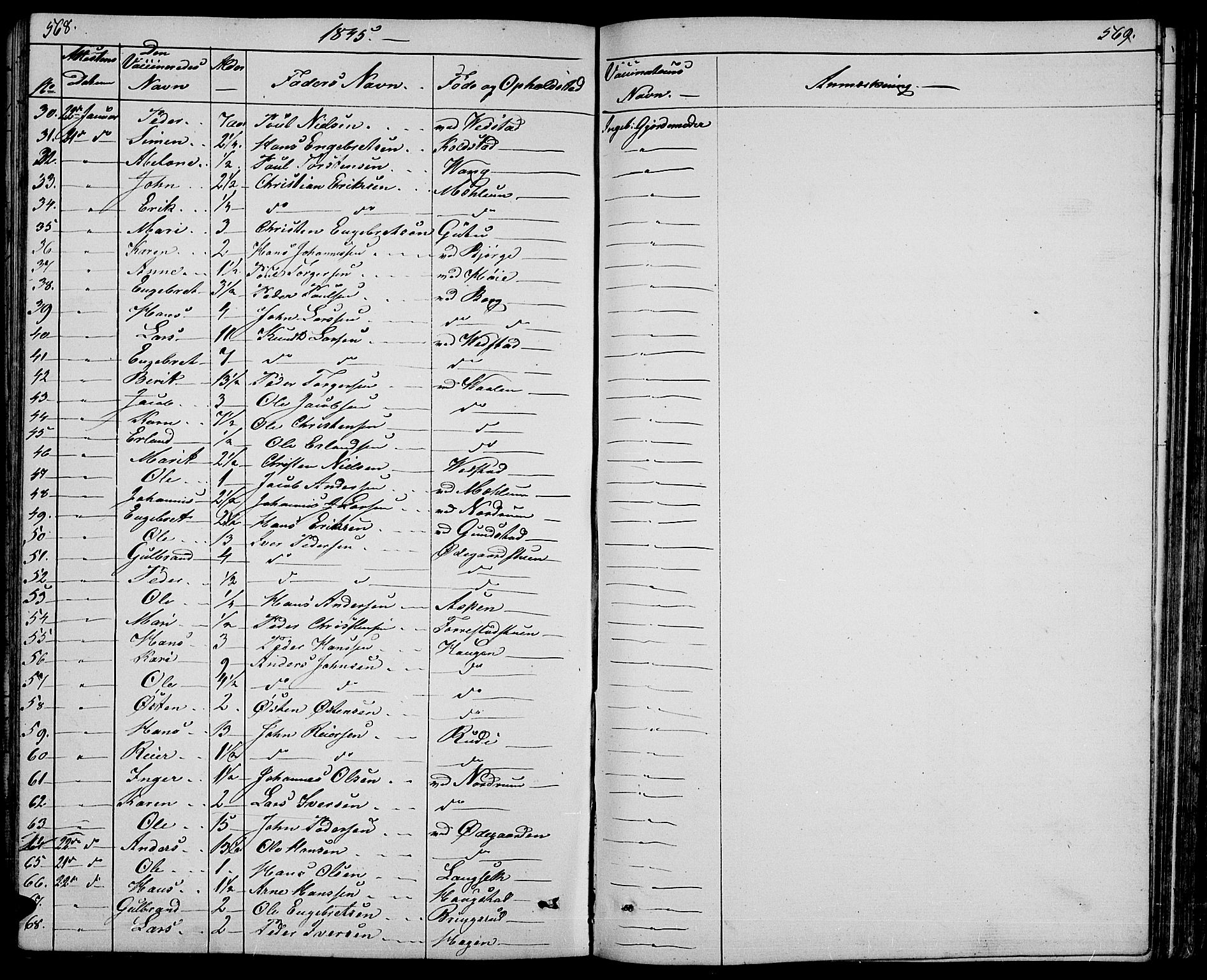 Ringebu prestekontor, SAH/PREST-082/H/Ha/Hab/L0002: Parish register (copy) no. 2, 1839-1853, p. 568-569