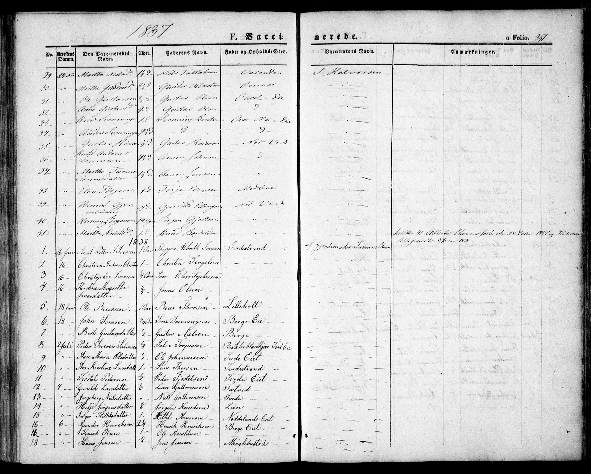 Holt sokneprestkontor, AV/SAK-1111-0021/F/Fa/L0007: Parish register (official) no. A 7, 1836-1848, p. 351