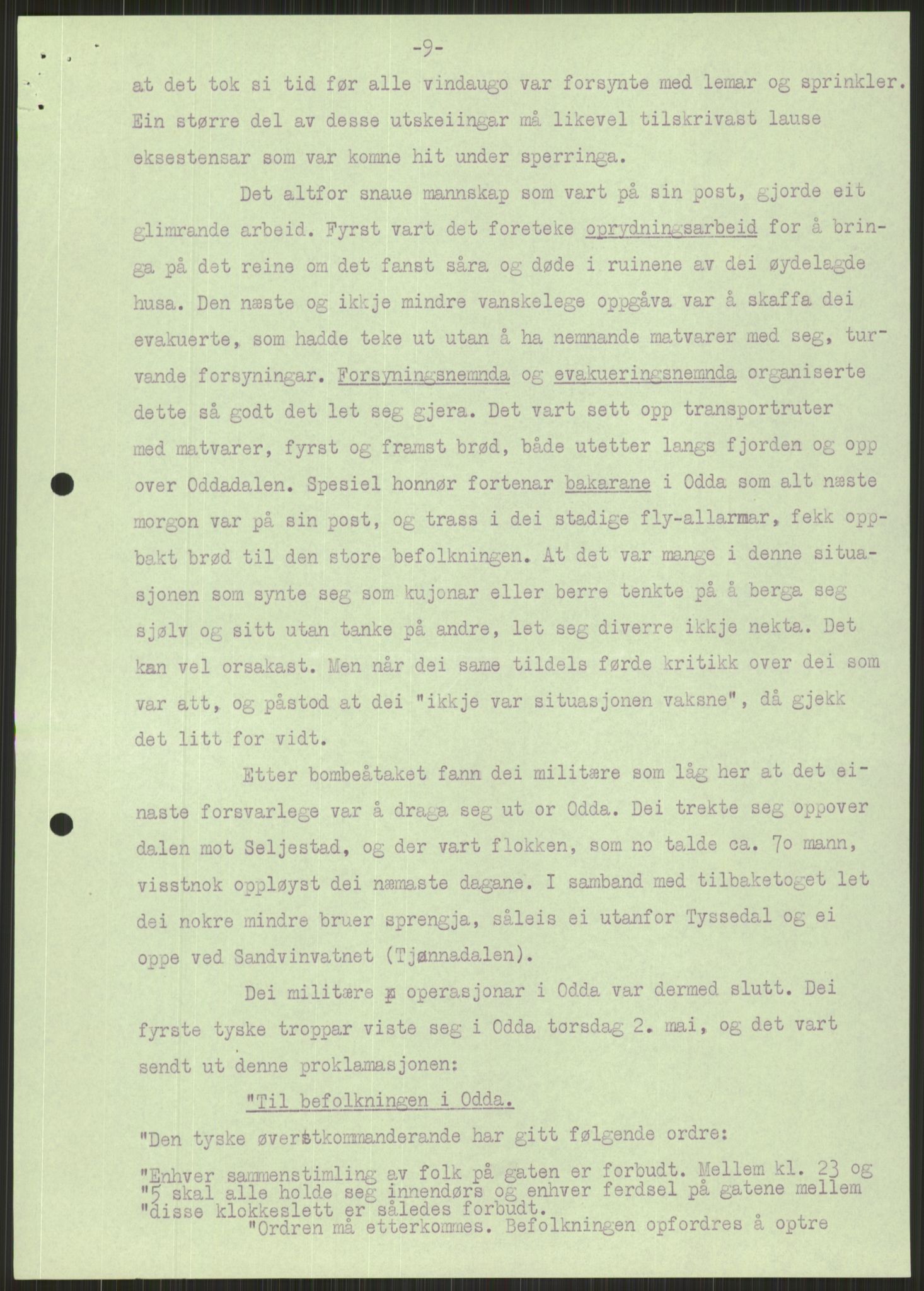 Forsvaret, Forsvarets krigshistoriske avdeling, RA/RAFA-2017/Y/Ya/L0015: II-C-11-31 - Fylkesmenn.  Rapporter om krigsbegivenhetene 1940., 1940, p. 394