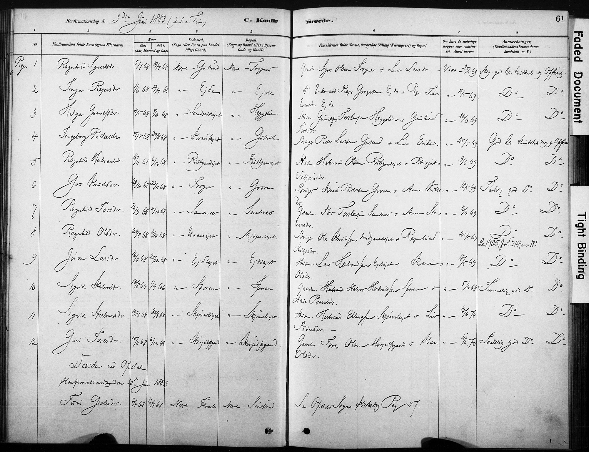 Nore kirkebøker, AV/SAKO-A-238/F/Fb/L0001: Parish register (official) no. II 1, 1878-1886, p. 61