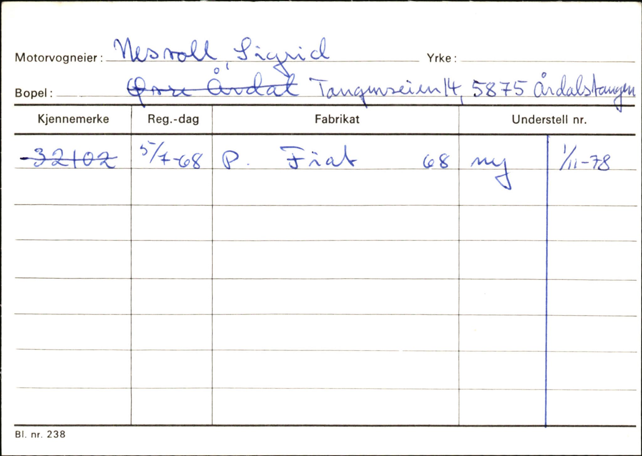 Statens vegvesen, Sogn og Fjordane vegkontor, AV/SAB-A-5301/4/F/L0145: Registerkort Vågsøy S-Å. Årdal I-P, 1945-1975, p. 2027