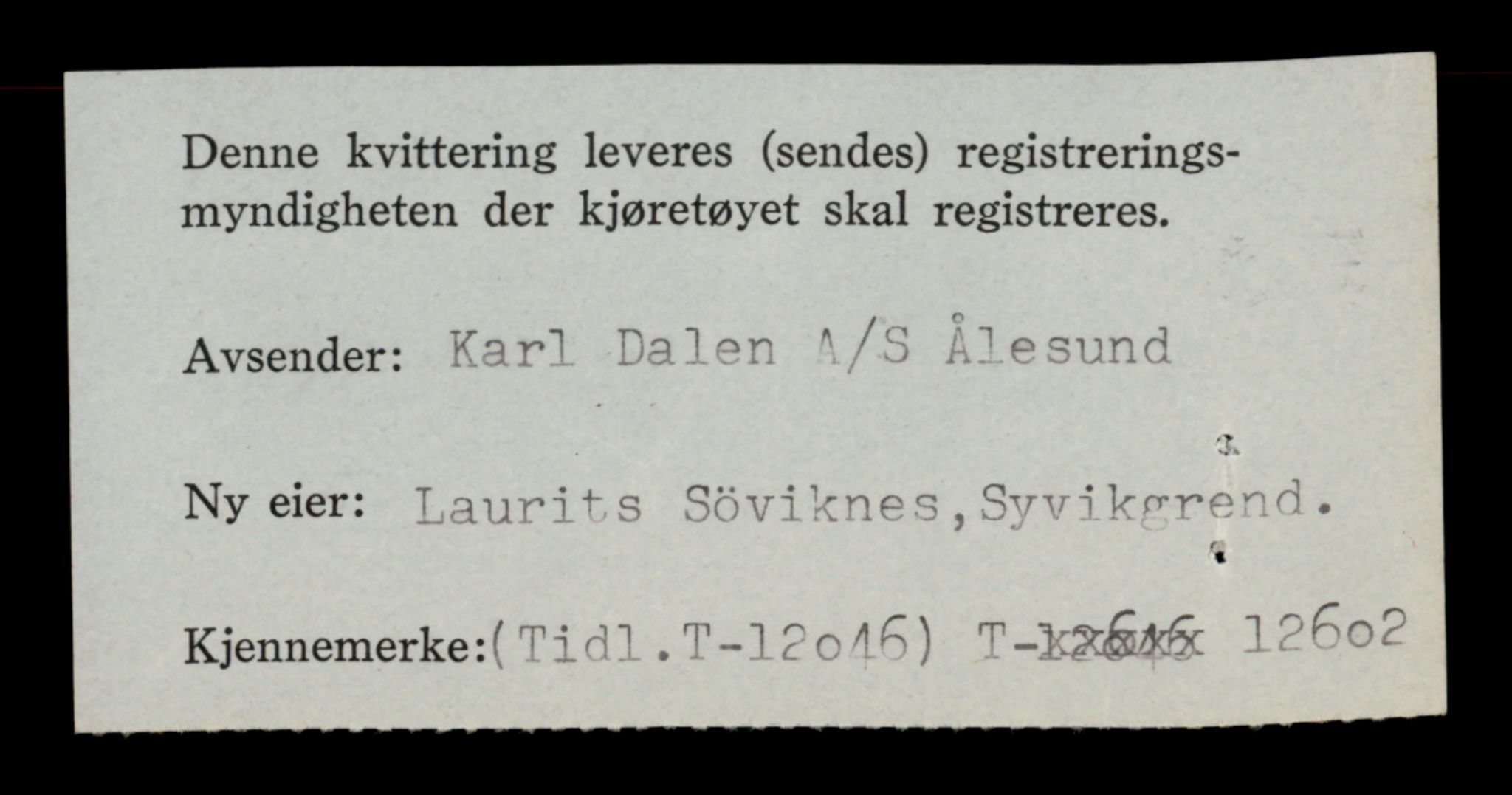 Møre og Romsdal vegkontor - Ålesund trafikkstasjon, AV/SAT-A-4099/F/Fe/L0034: Registreringskort for kjøretøy T 12500 - T 12652, 1927-1998, p. 2047