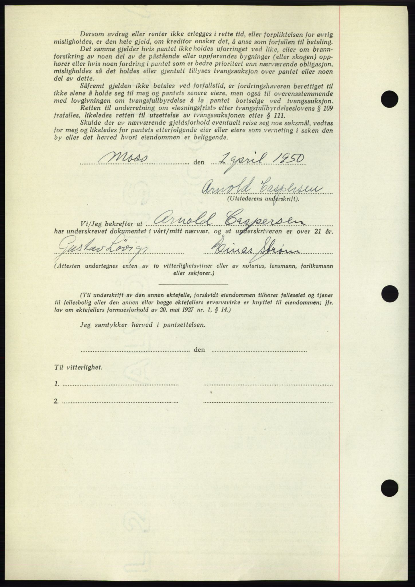 Moss sorenskriveri, AV/SAO-A-10168: Mortgage book no. B24, 1950-1950, Diary no: : 1012/1950