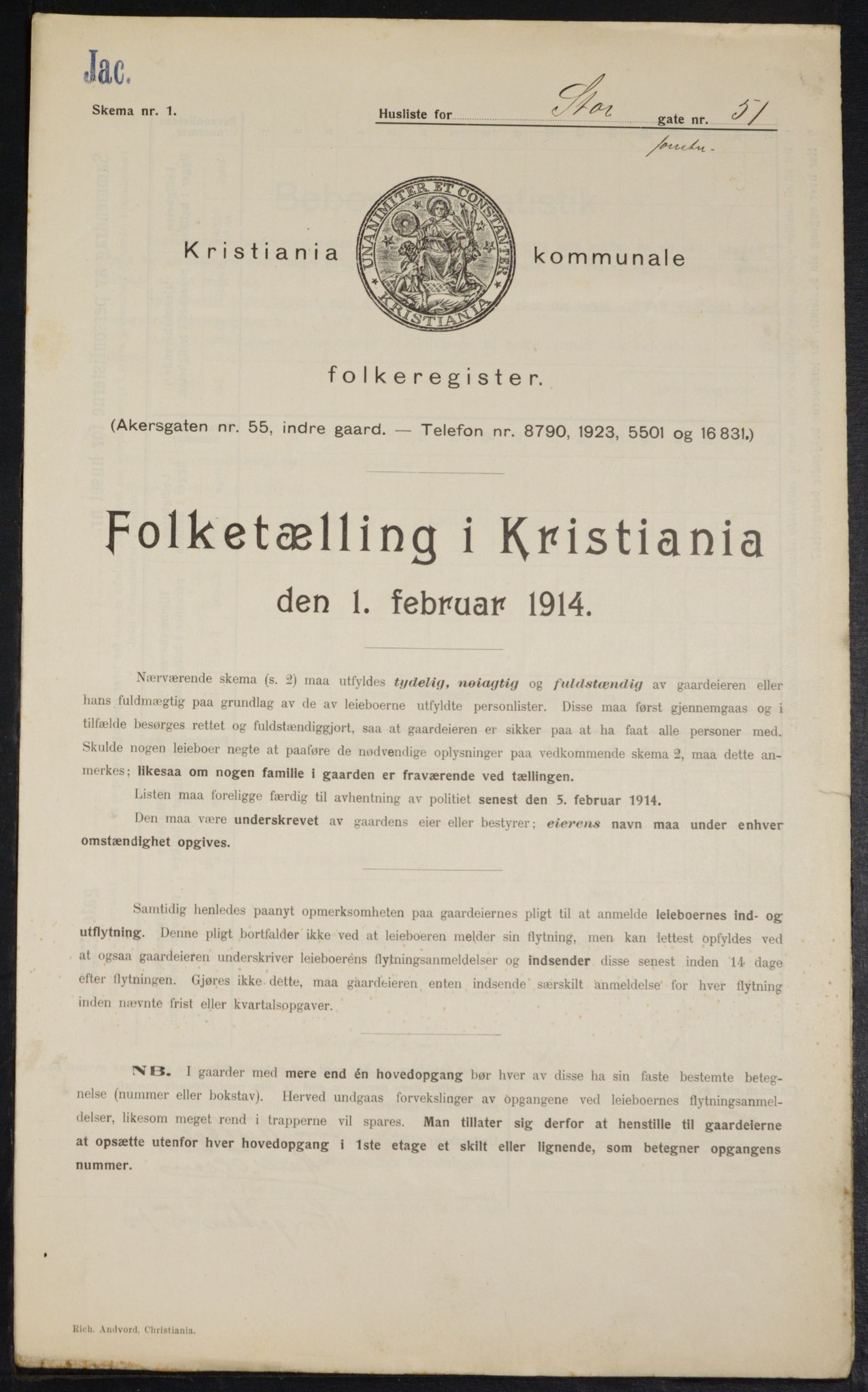 OBA, Municipal Census 1914 for Kristiania, 1914, p. 104189